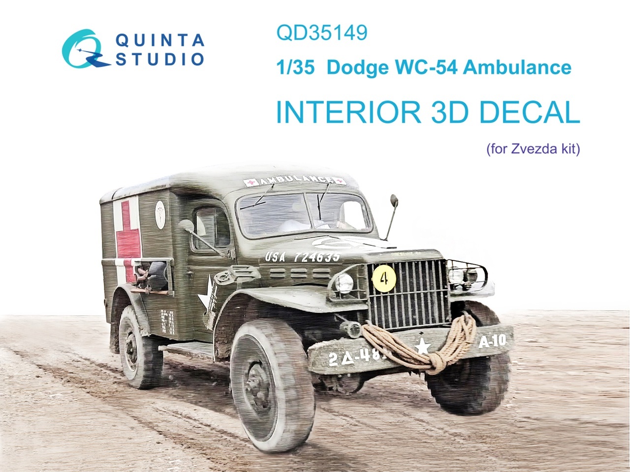 QD35149 Quinta Studio 1/35 3D naklejka do wnętrza Dodge WC-54 Ambulance (Zvezda)