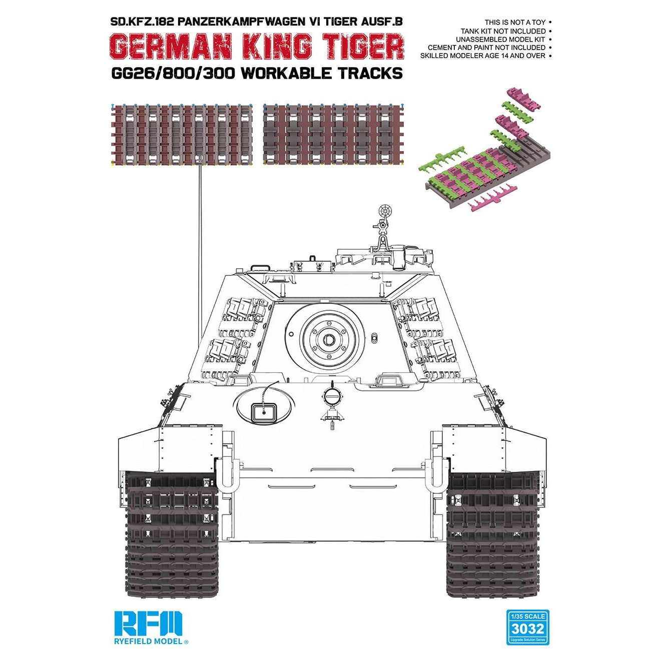 RM-3032 Rye Field Model 1/35 Рабочие траки для серии King Tiger Gg26/800/300 (пластик)