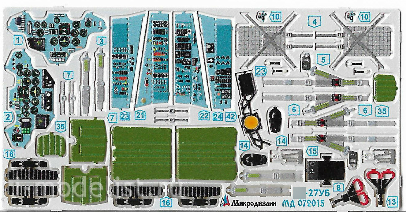 072015 Microdesign 1/72 Photo Etching Kit Sukhoy-27UB (Zvezda) color dashboards