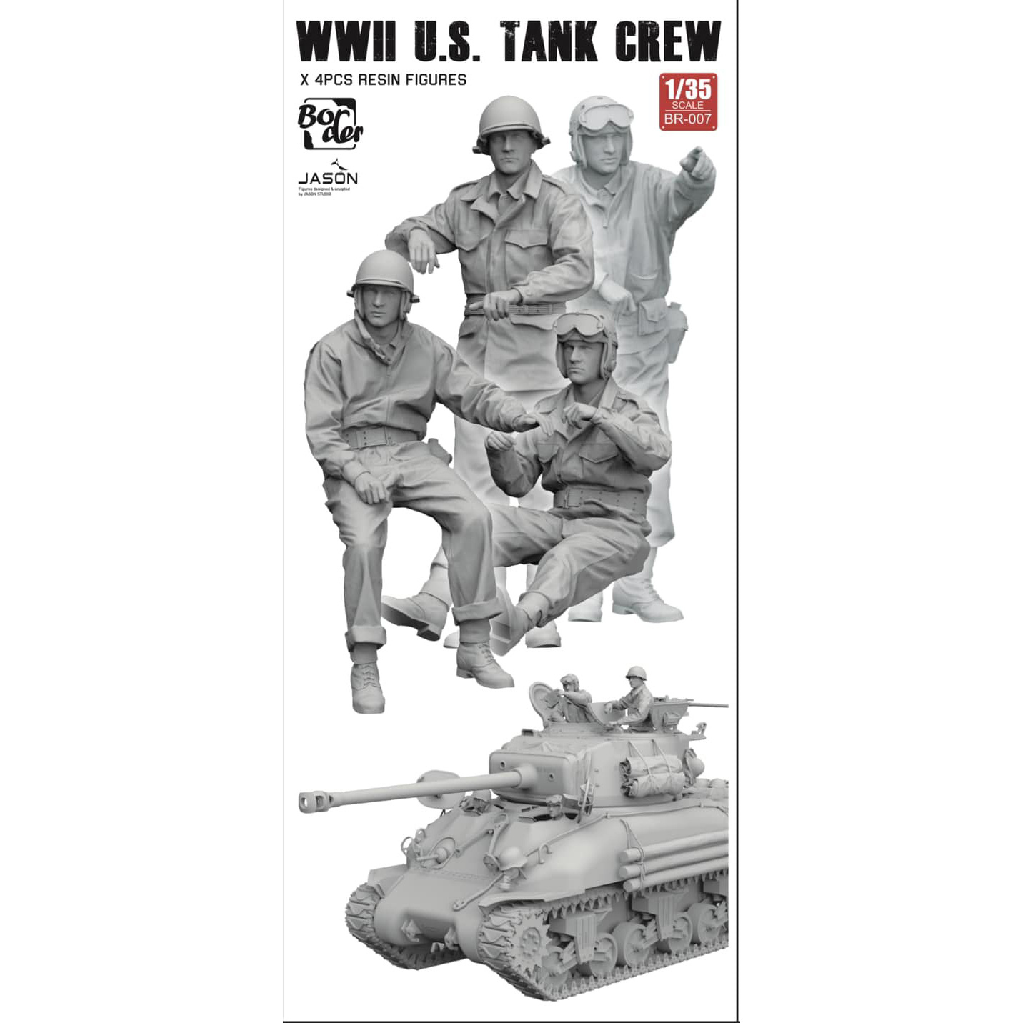 BR-007 Border Model 1/35 Экипаж американского танка - 4 фигурки из смолы