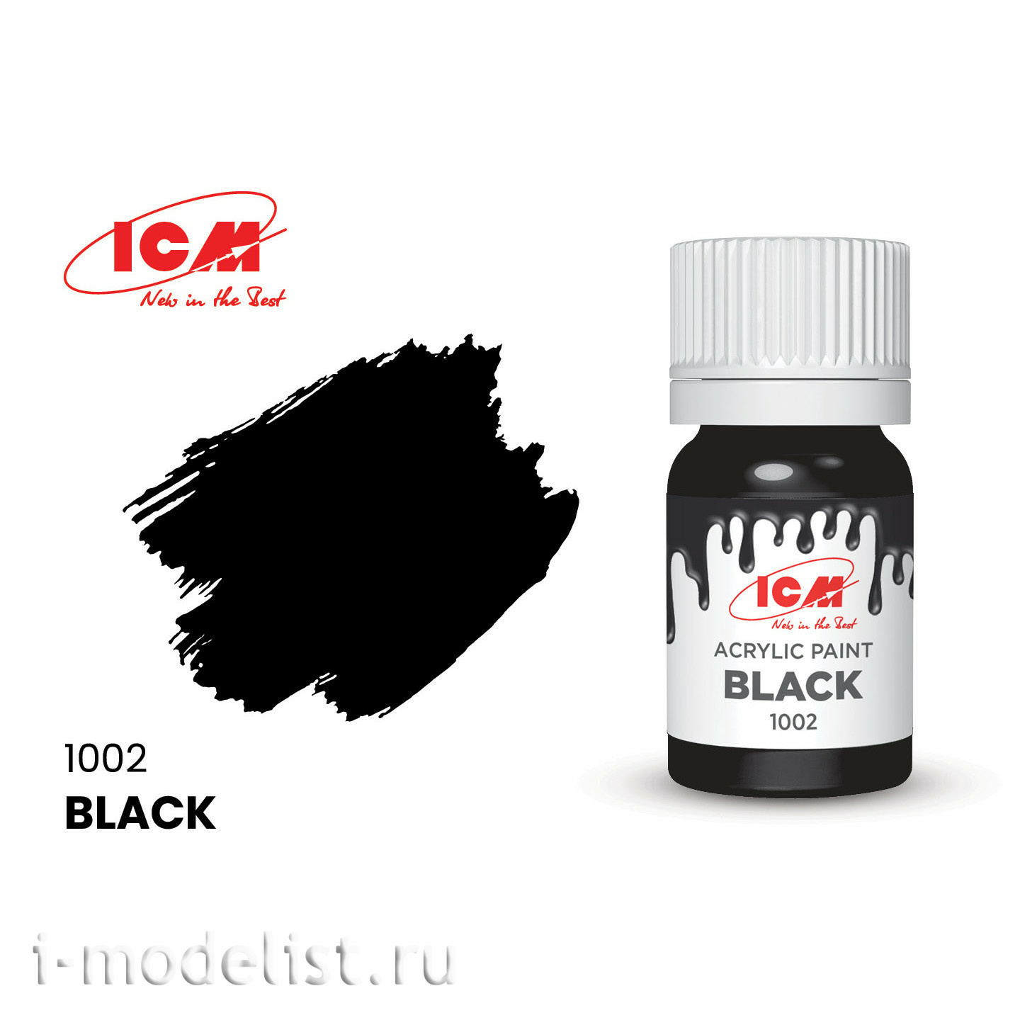 C1002 ICM Paint for creativity, 12 ml, color Black (Black)		