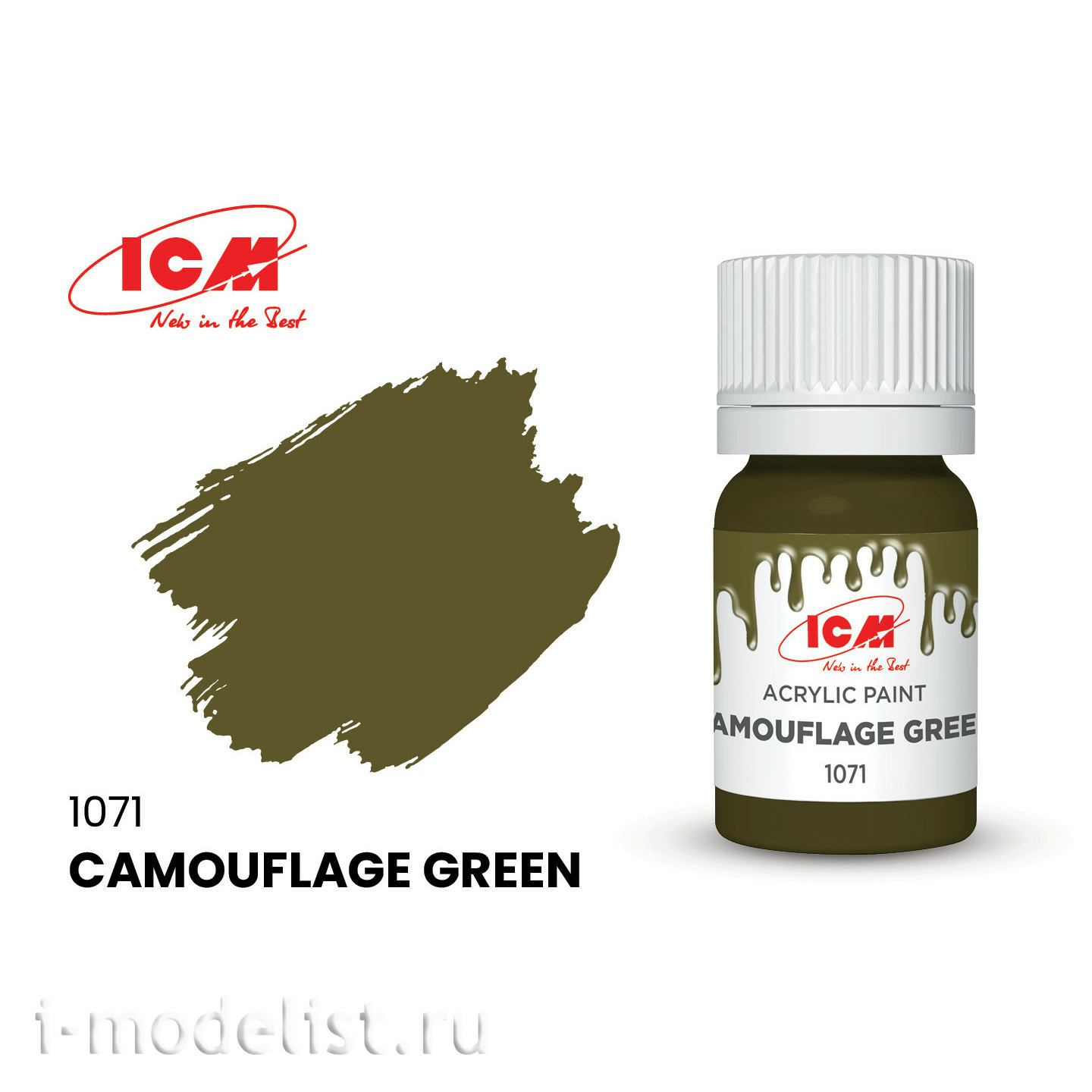 C1071 ICM Paint for creativity, 12 ml, color Camouflage green (Camouflage Green)																