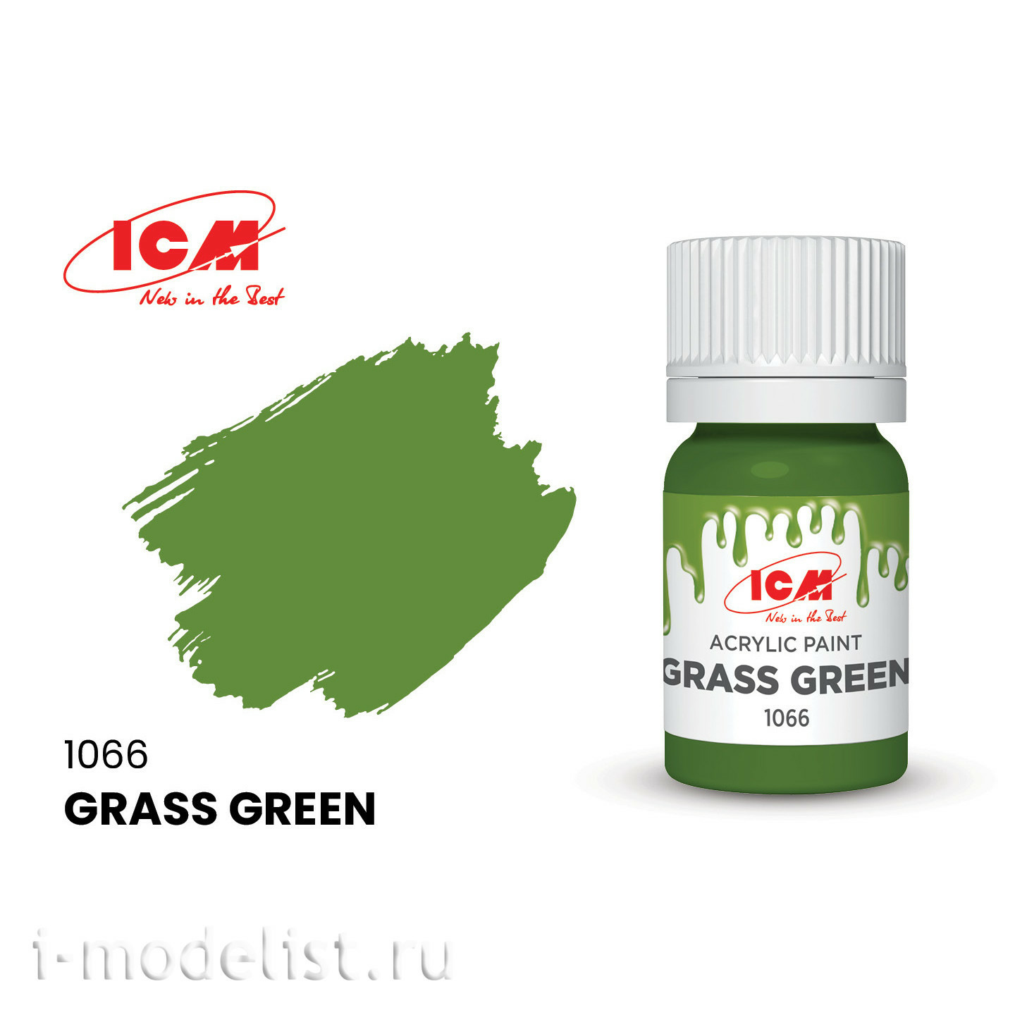 C1066 ICM Paint for creativity, 12 ml, color Green grass (Grass Green)																