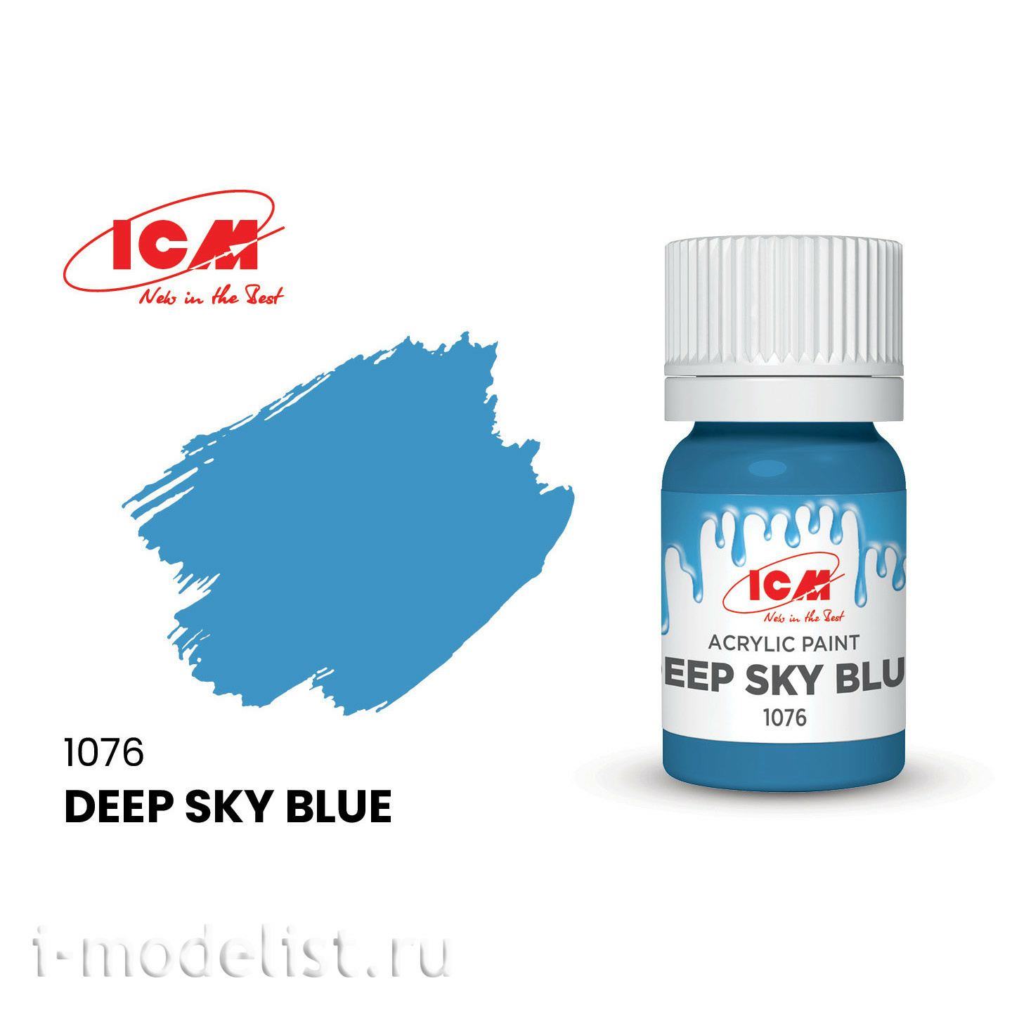 C1076 ICM Paint for creativity, 12 ml, color Deep sky blue (Deep Sky Blue)																