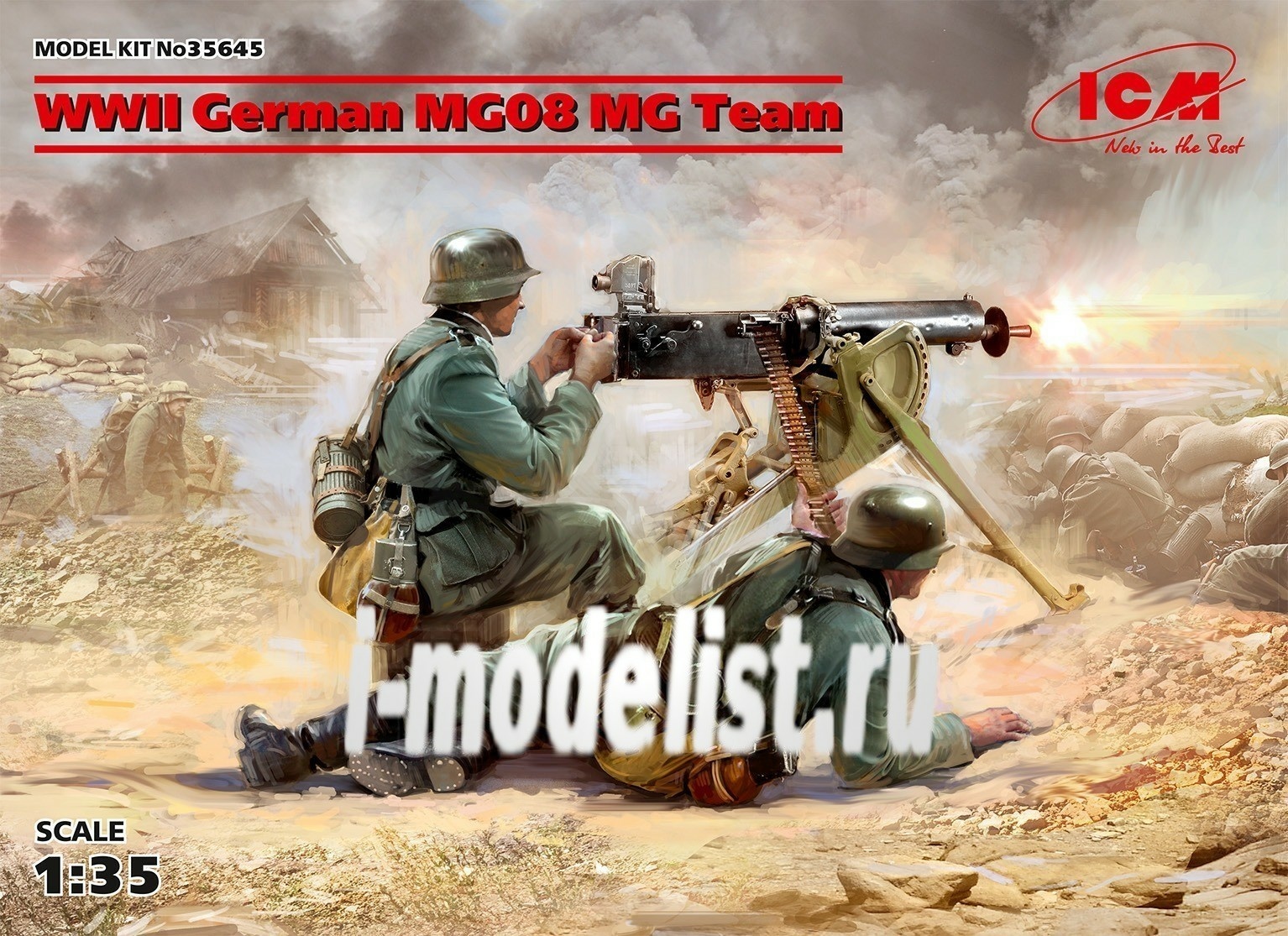 35645 ICM 1/35 WWII German MG08 MG Team (2 figures) (100% new molds)