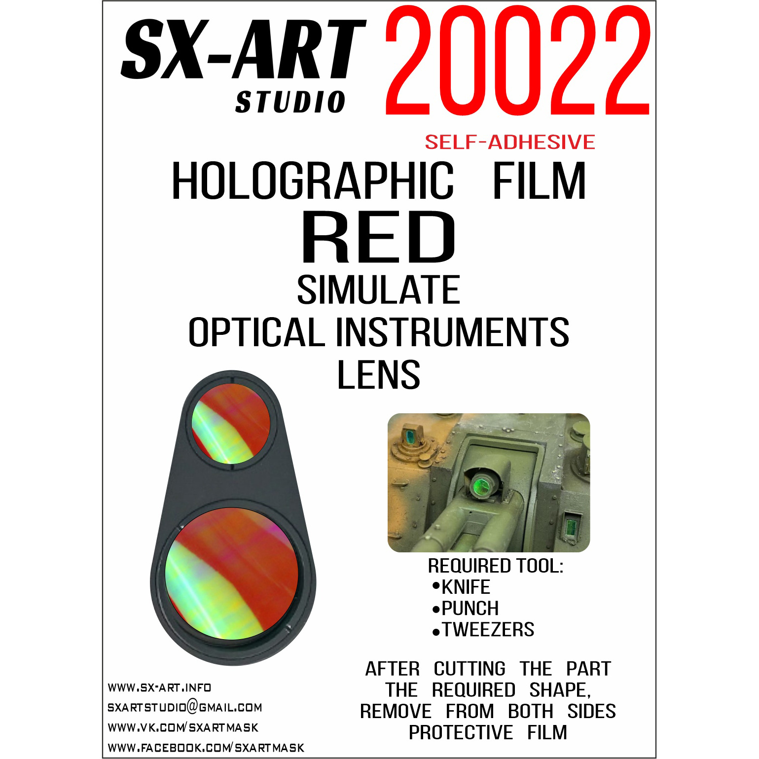 20022 SX-Art Holographic film for imitation of optical device lenses (red)
