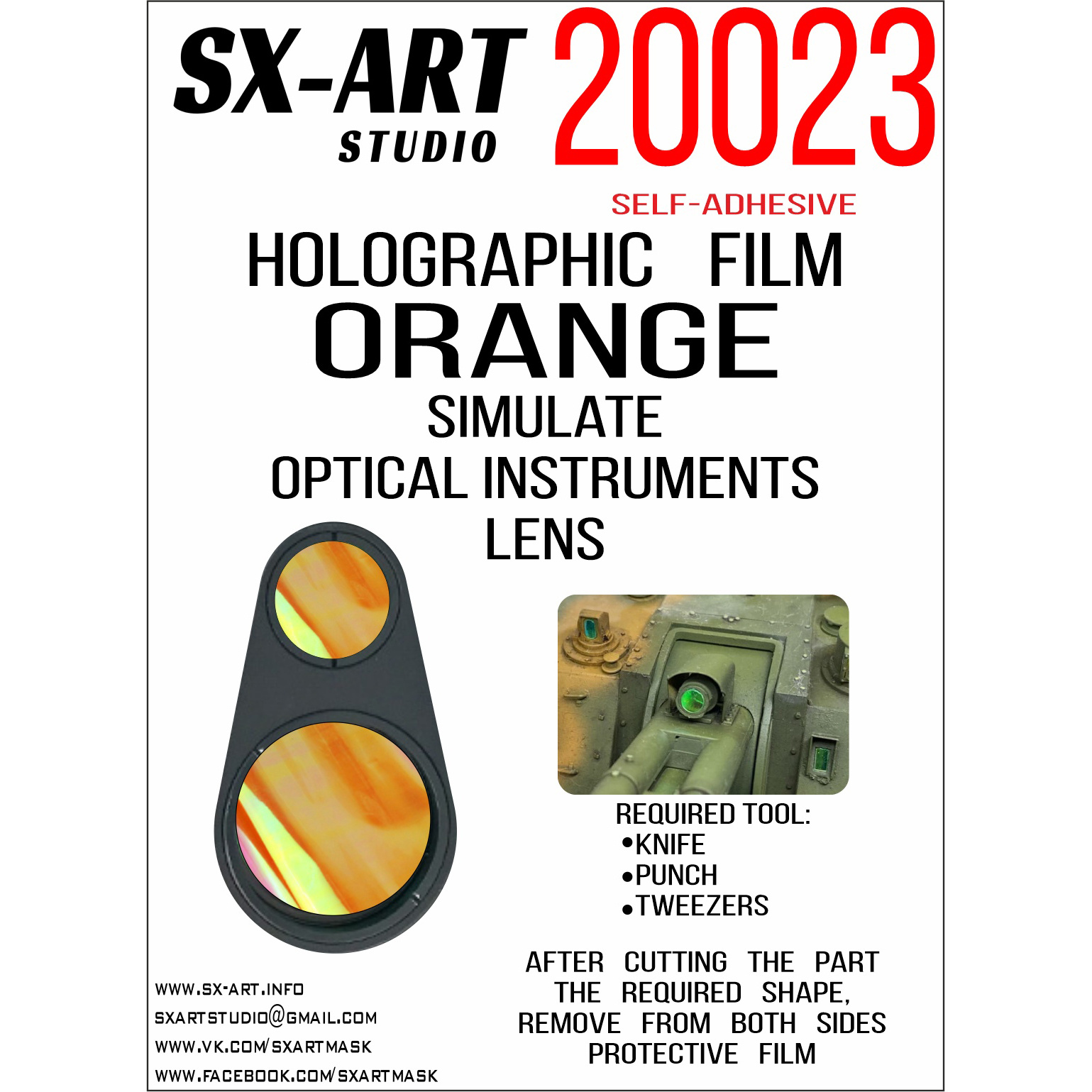 20023 SX-Art Holographic Film for Optical Instrument Lens simulation (Orange)