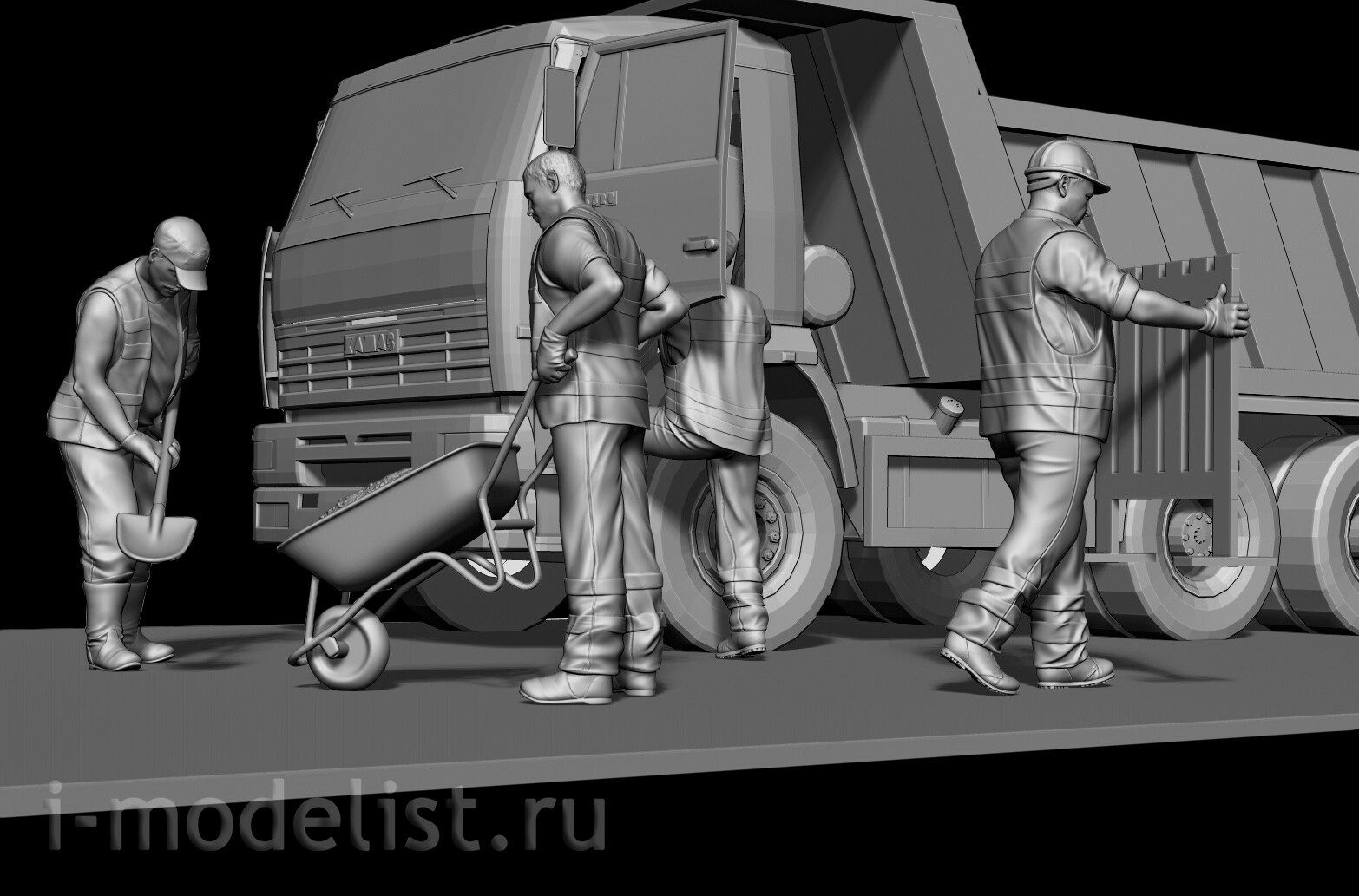 im35098 Imodelist 1/35 Figure of a road worker with a trolley for the model 3650 Zvezda