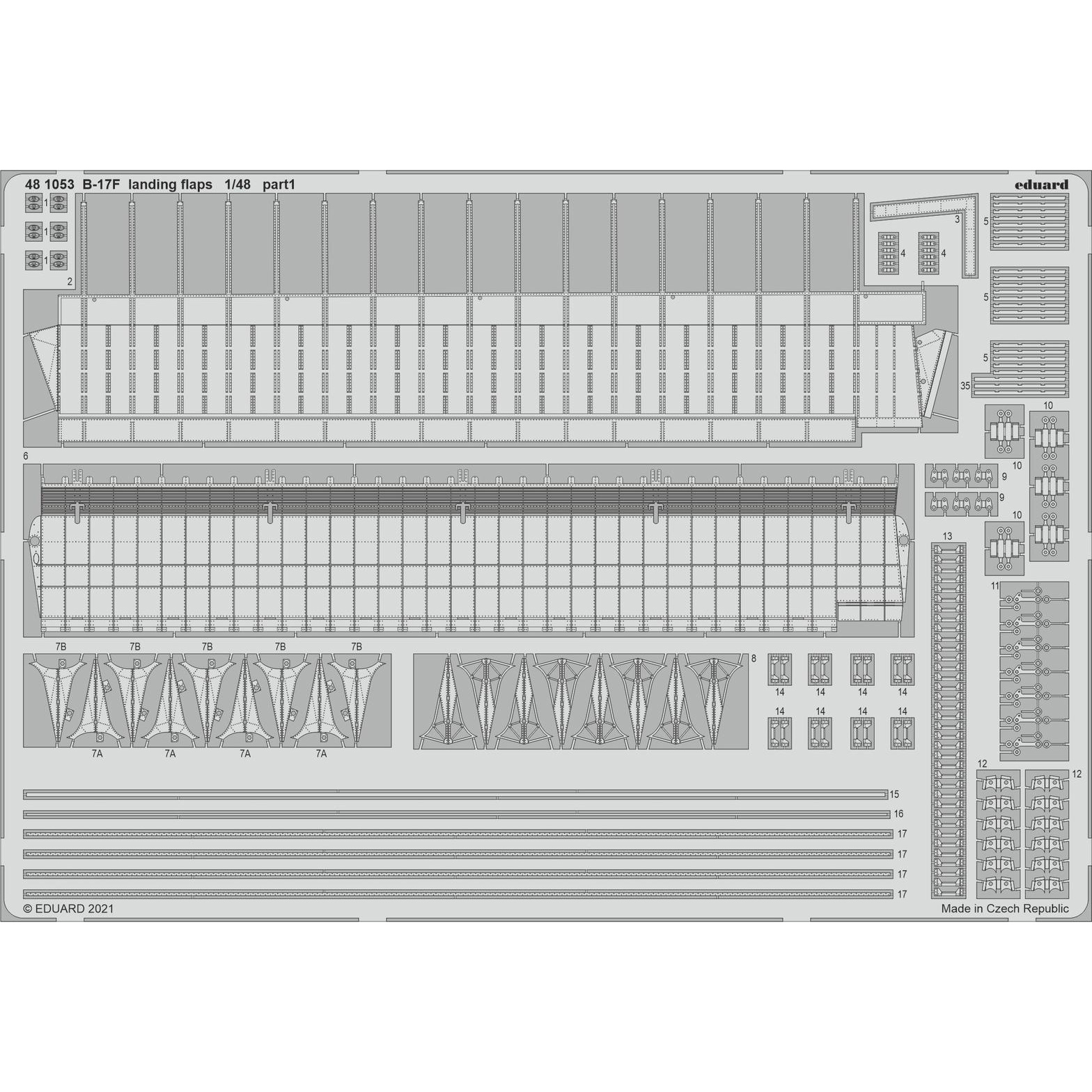 481053 Eduard 1/48 Photo Etching for B-17F, flaps