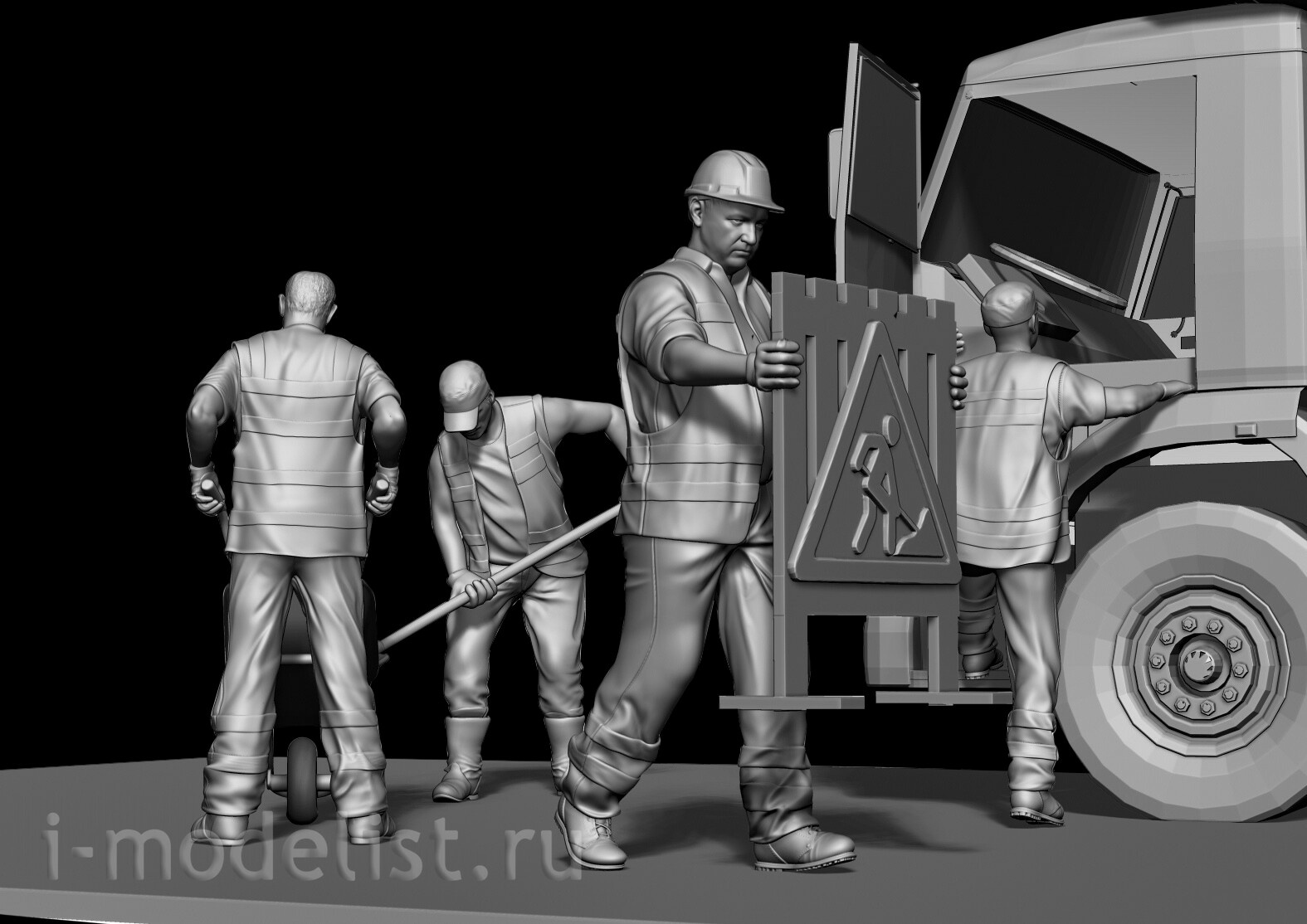 im35097 Imodelist 1/35 Figure of a road worker with a shovel for the model 3650 Zvezda
