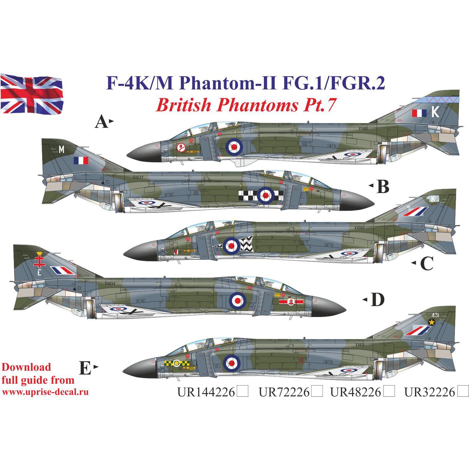 UR72226 Sunrise 1/72 Decal for F-4K/M British Phantom-II (FG.1/FGR.2) Pt.7