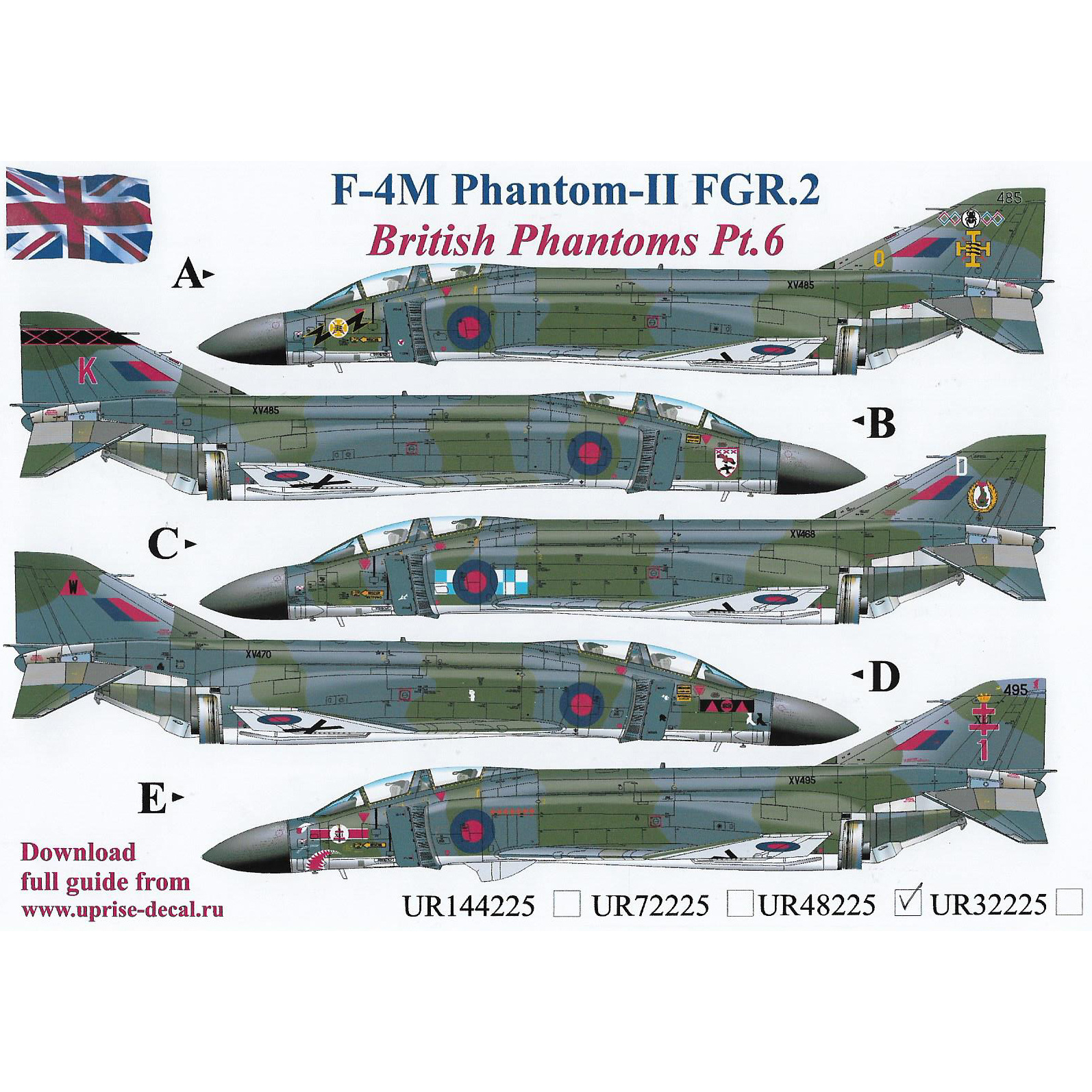 UR48225 Sunrise 1/48 Decal for F-4M Phantom-II FGR.2, British Phantoms Pt.6