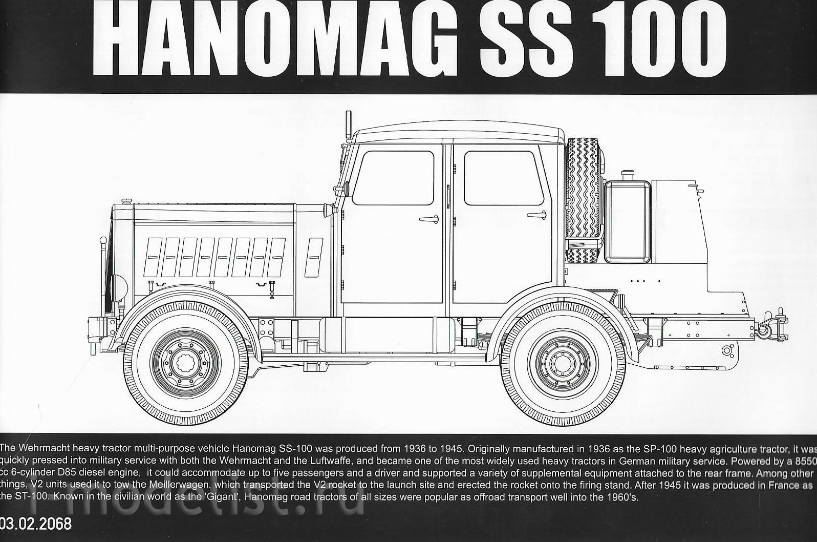 2068 Takom 1/35 WWII German Tractor Hanomag