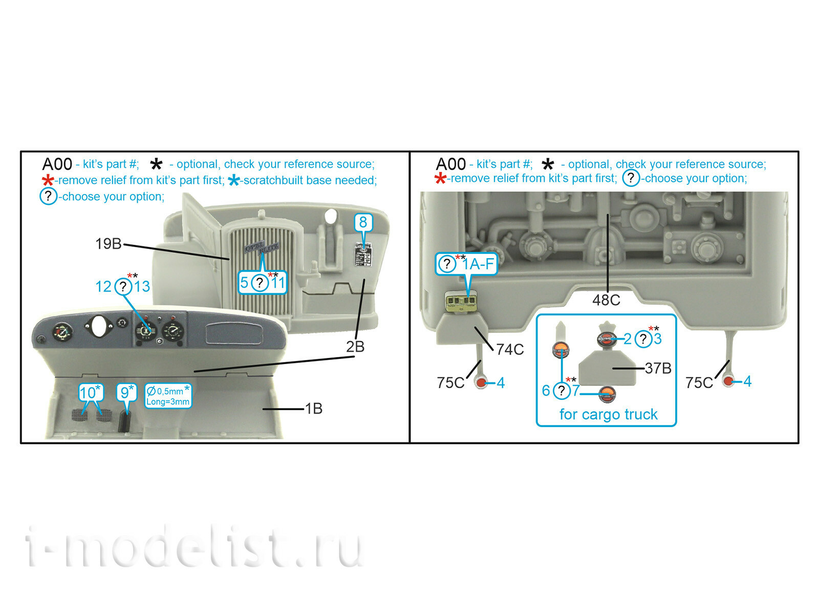 QD48294 Quinta Studio 1/48 3D Cabin Interior Decal Opel Blitz family (Tamiya/Italeri)