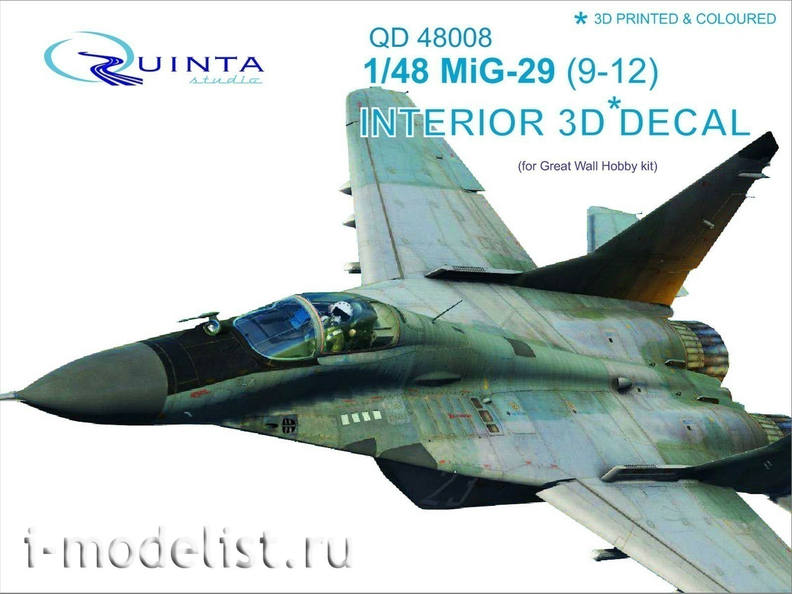 QD48008 Quinta Studio 3D Decal 1/48 of the interior of the cockpit MiG-29 (9-12) (for models GWH)