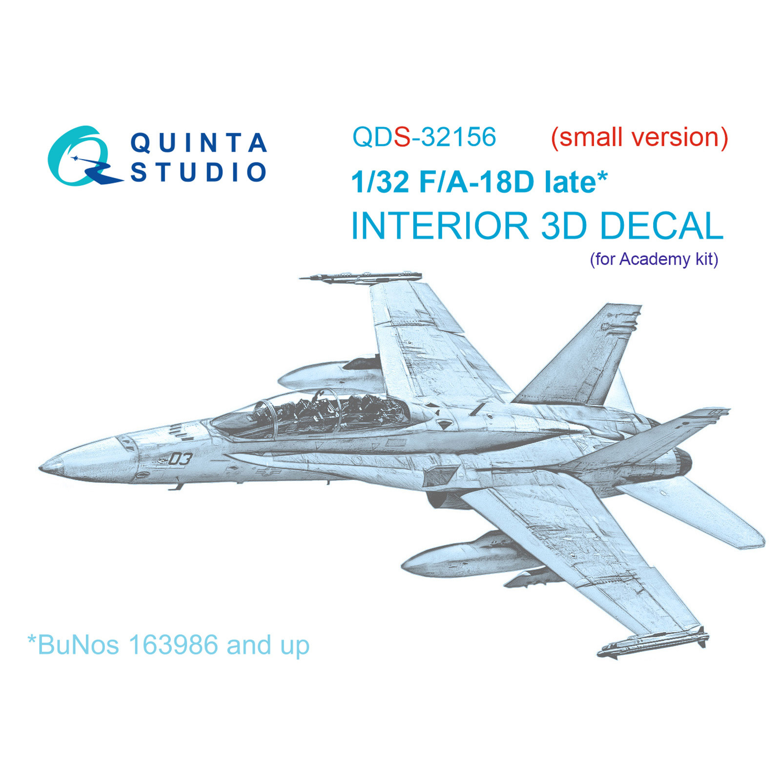 QDS-32156 Quinta Studio 1/32 3D Cabin Interior Decal F/A-18D late (Academy) (small version)