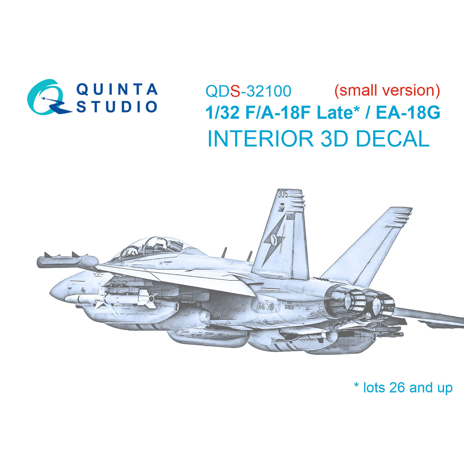 QDS-32100 Quinta Studio 1/32 3D Cabin Interior Decal F/A-18F late / EA-18G (Trumpeter) (small version)