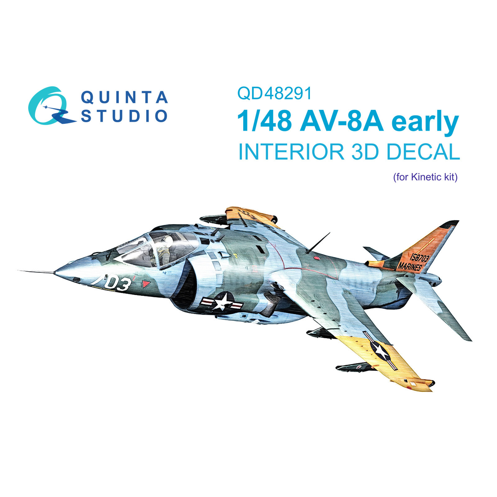 QD48291 Quinta Studio 1/48 3D Cabin Interior Decal AV-8A Early (Kinetic)