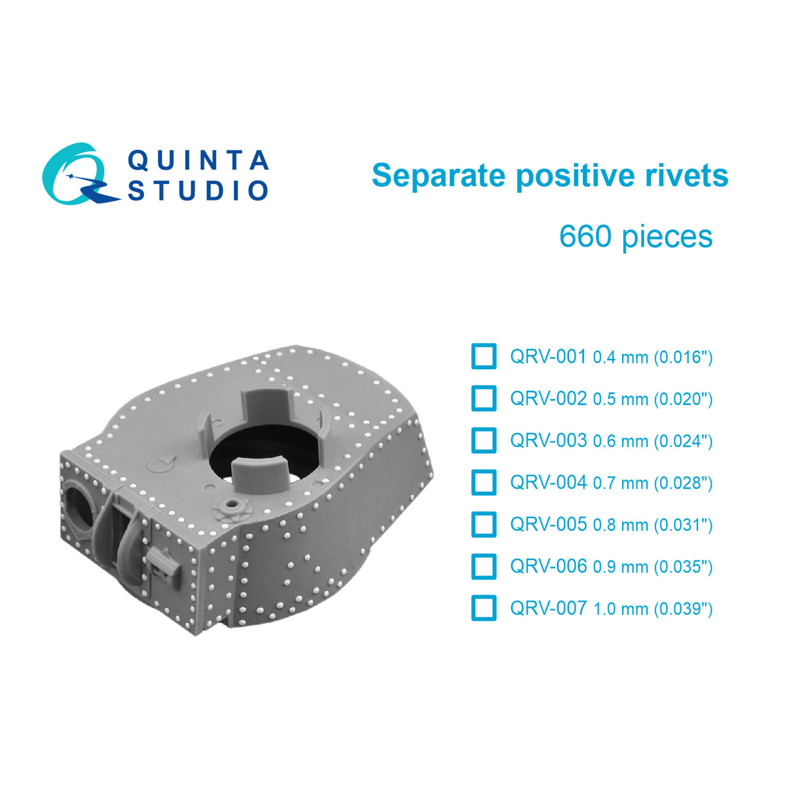 QRV-004 Quinta Studio Individual external rivets, 0.7 mm, 660 pcs