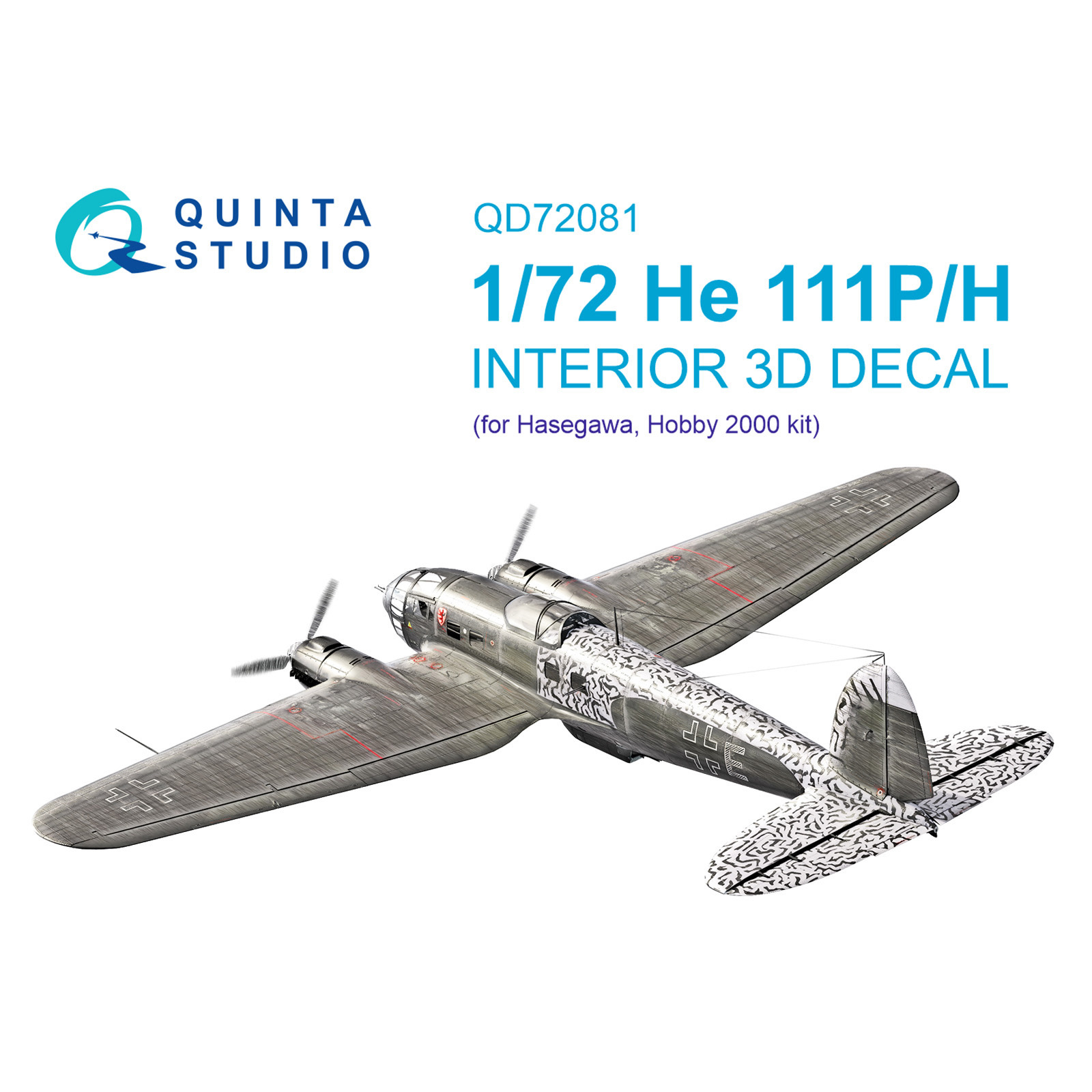 QD72081 Quinta Studio 1/72 3D Декаль интерьера кабины He 111 P/H (Hasegawa)
