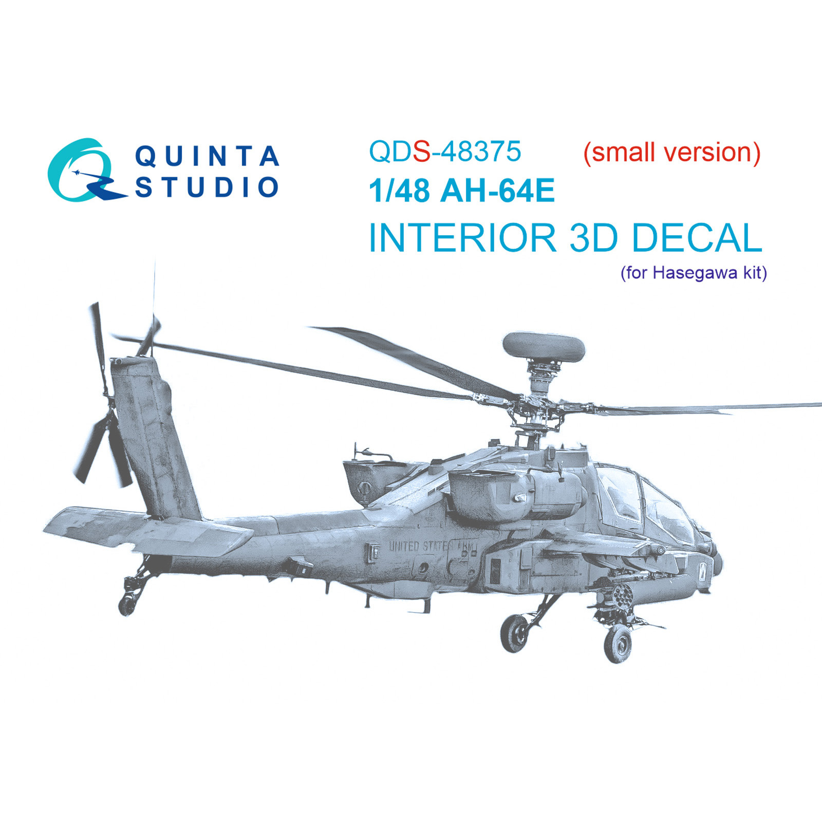 QDS-48375 Quinta Studio 1/48 3D Cabin Interior Decal AH-64E (Hasegawa) (Small version)