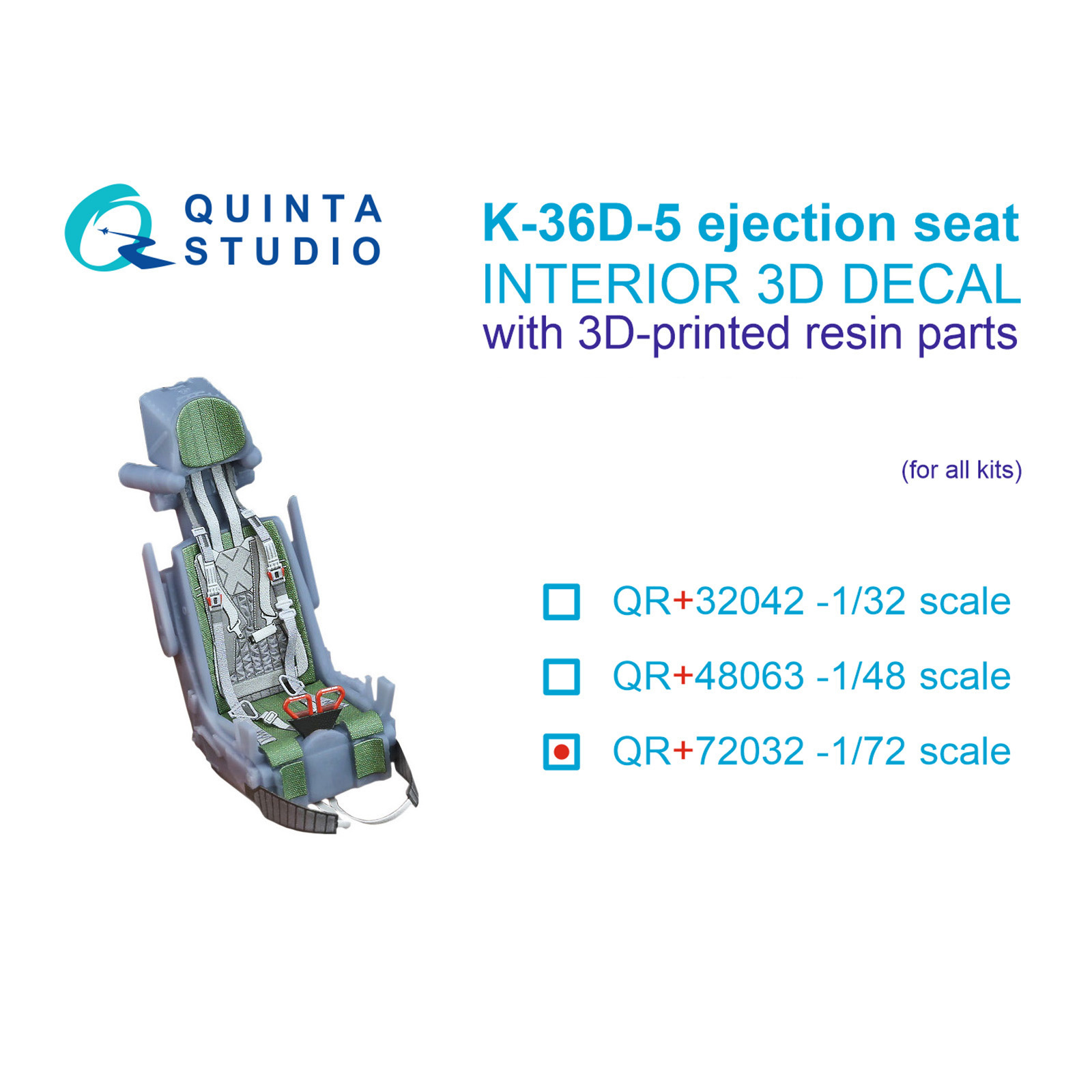 QR+72032 Quinta Studio 1/72 Катапультное кресло К-36Д-5 (для С-35, С-57) (Для allх моделей)