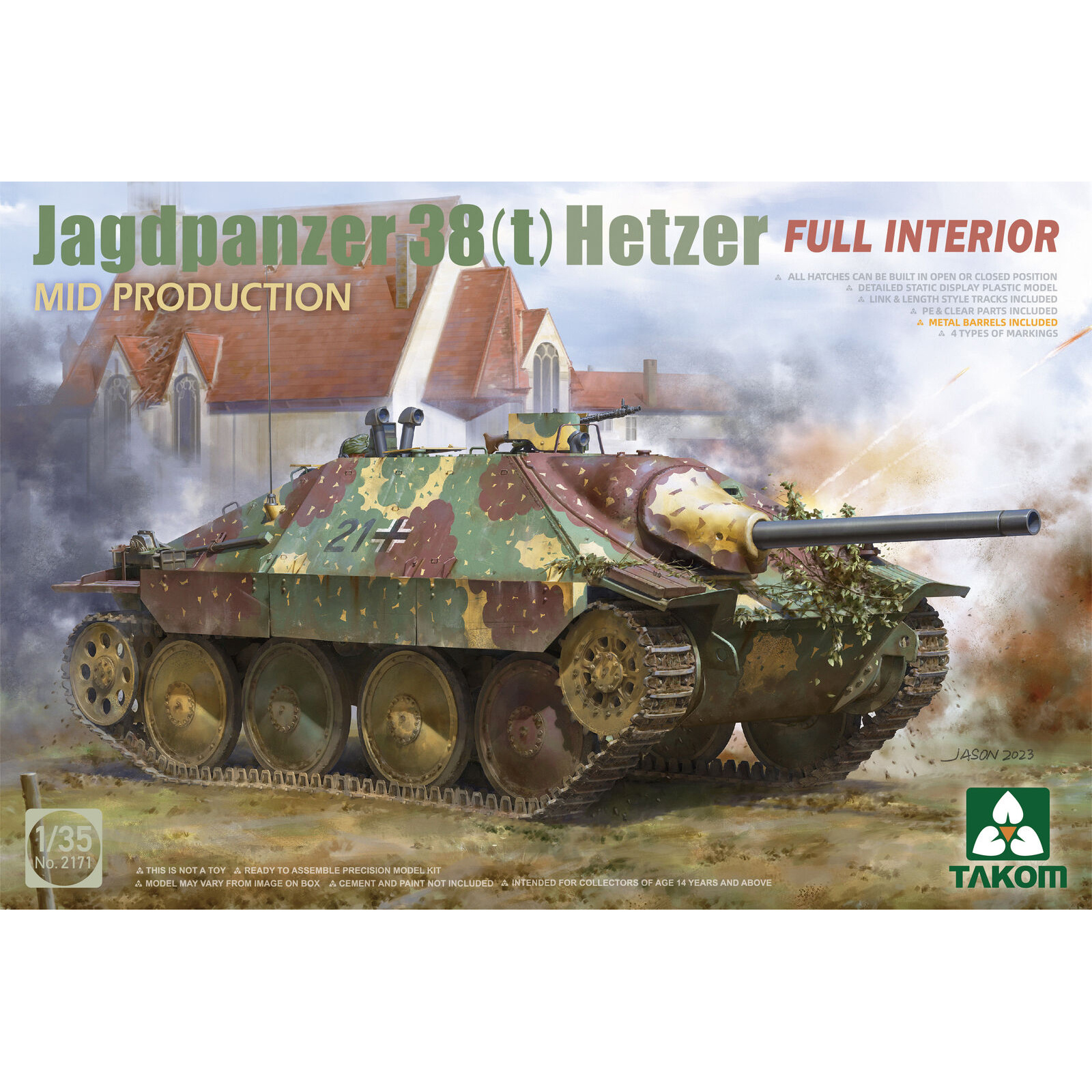2171 Takom 1/35 German self-propelled gun Jagdpanzer 38(t) Hetzer (intermediate) with full interior