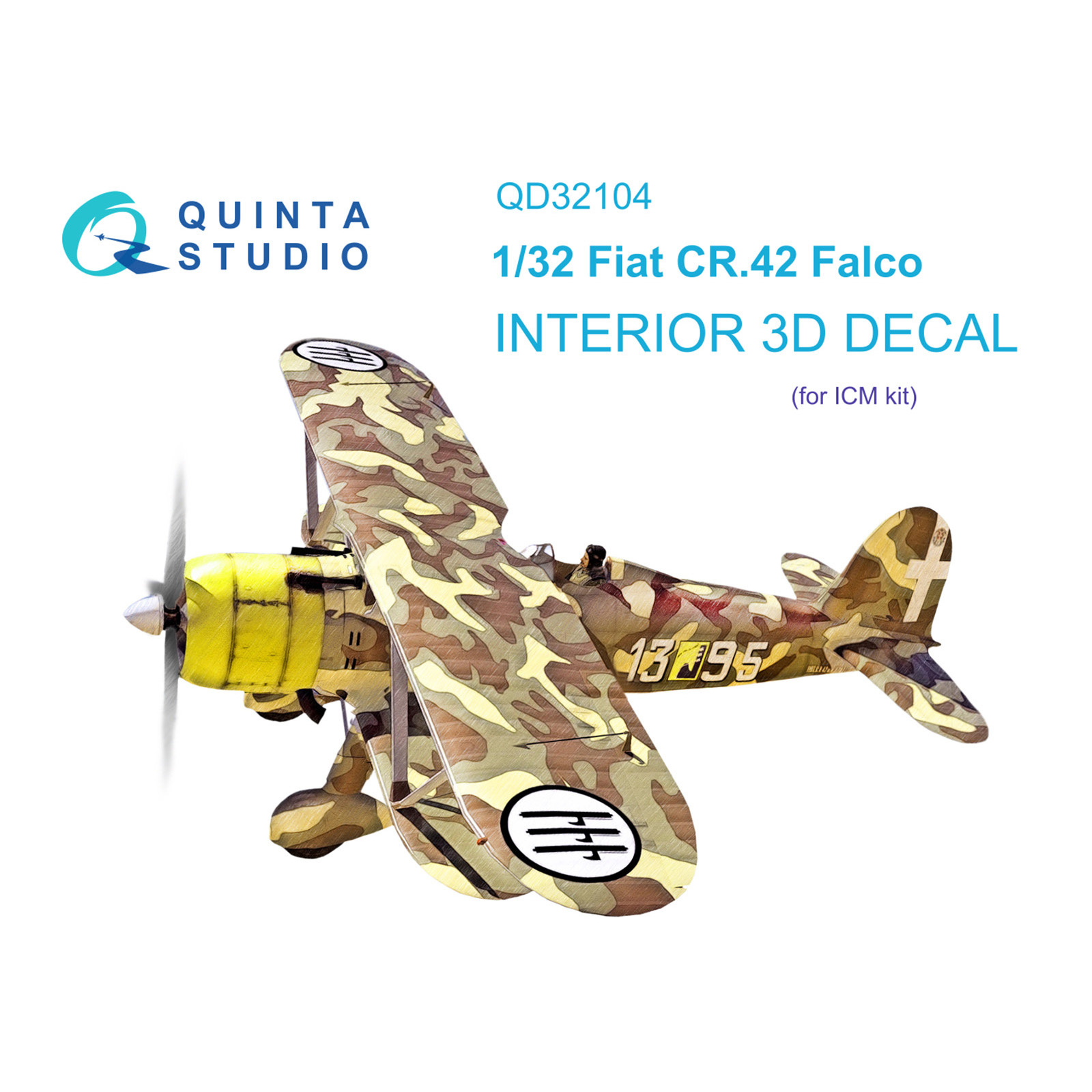 QD32104 Quinta Studio 1/32 3D Decal interior cabin Fiat CR.42 (ICM)