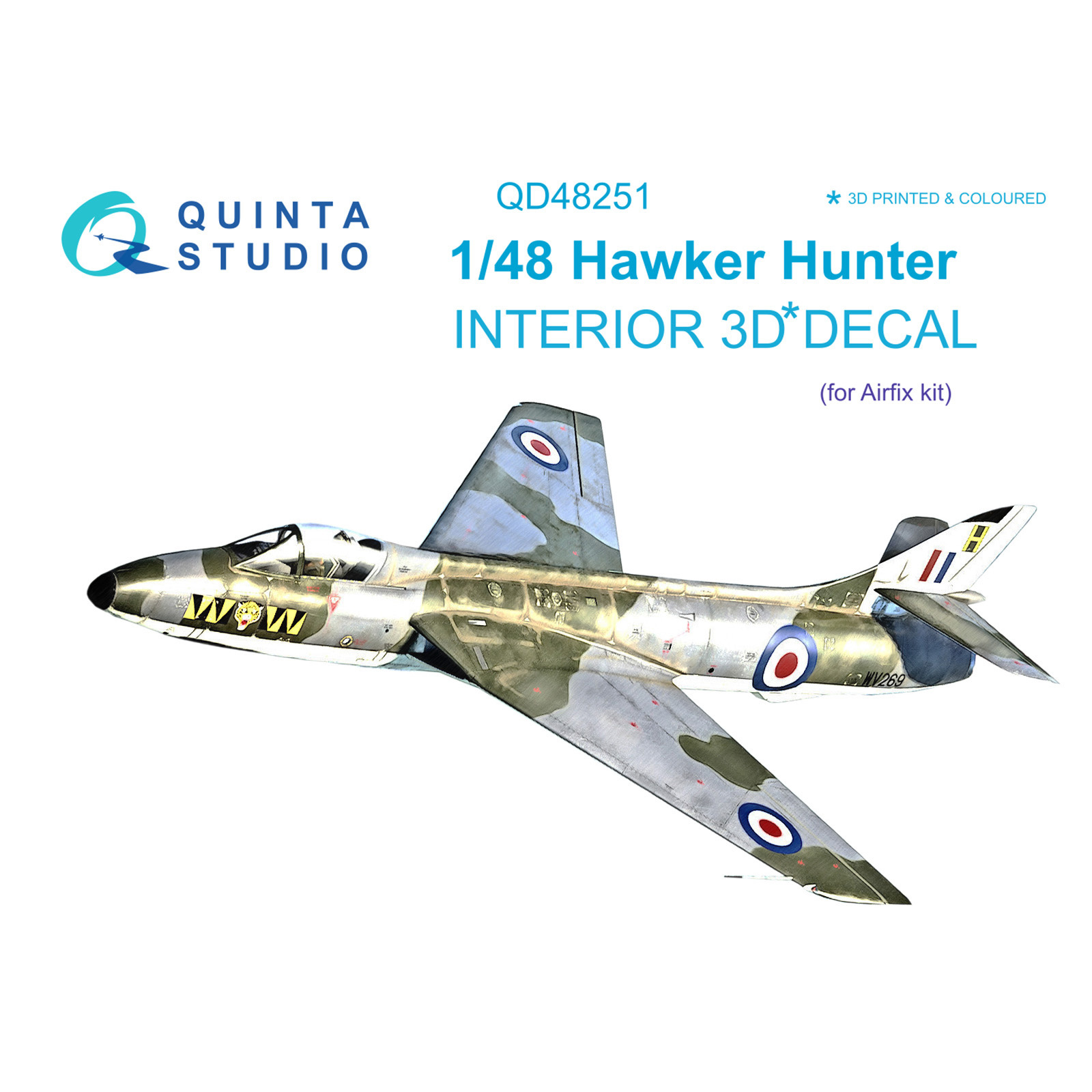 QD48251 Quinta Studio 1/48 3D Decal of Hawker Hunter cabin Interior (Airfix)