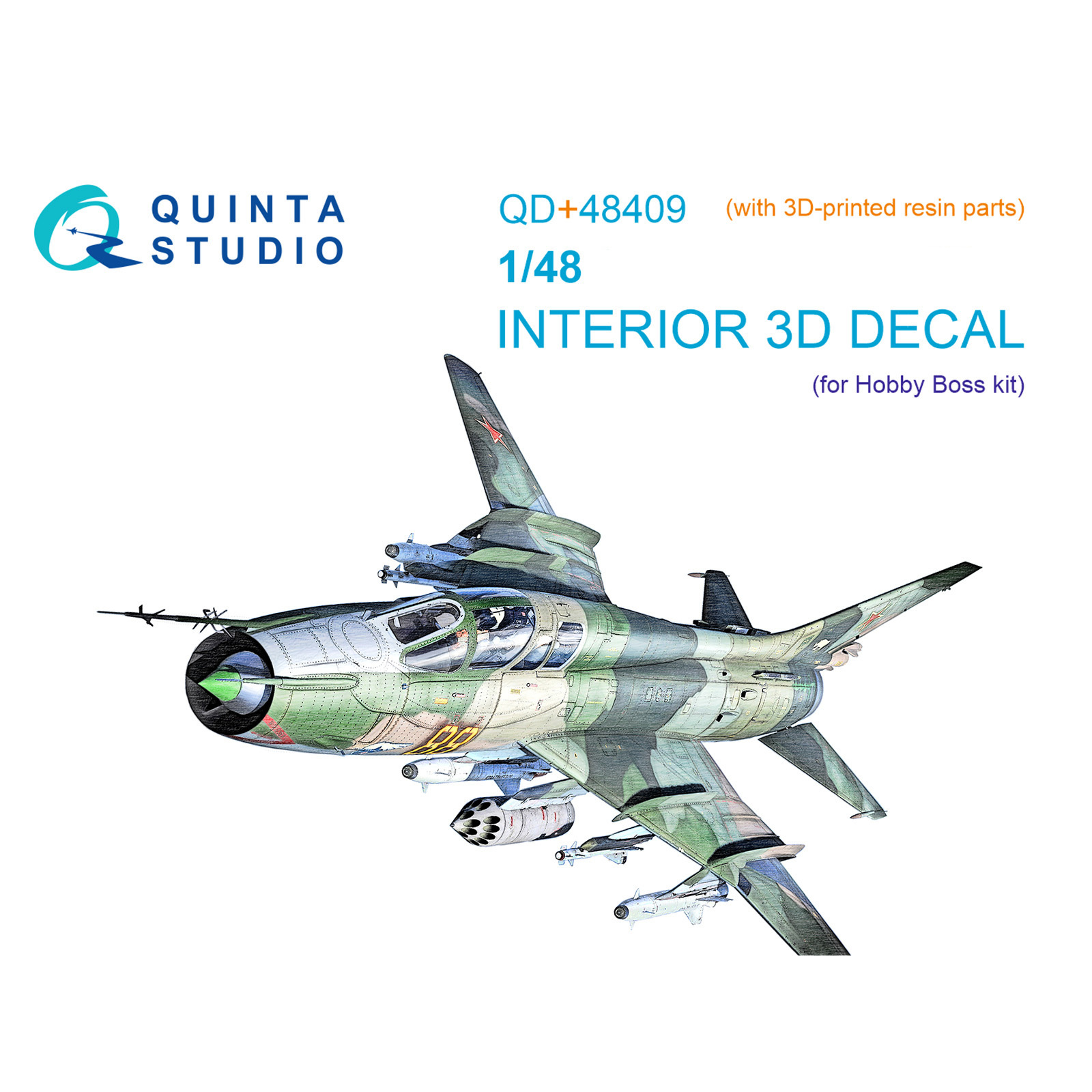 QD+48409 Quinta Studio 1/48 3D Декаль интерьера кабины Суххой-17УМ3 (HobbyBoss) (с 3D-печатными деталями)