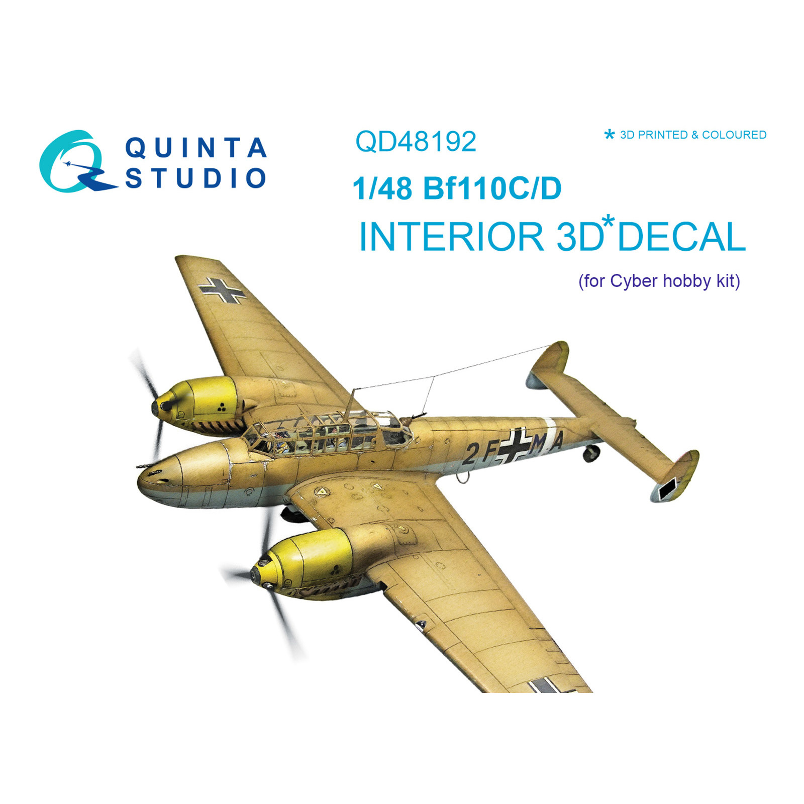 QD48192 Quinta Studio 1/48 3D Cabin Interior Decal Bf 110C/D (for Cyber-hobby model)
