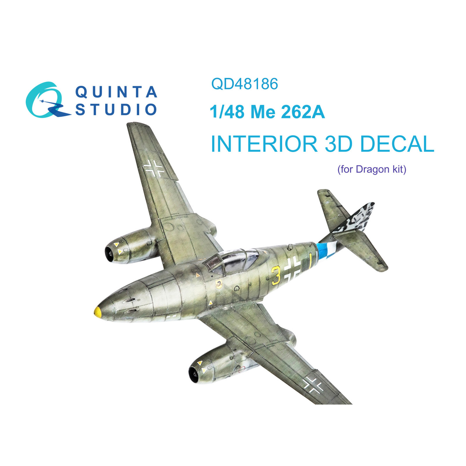 QD48186 Quinta Studio 1/48 3D Cabin Interior Decal Me 262A (Dragon)