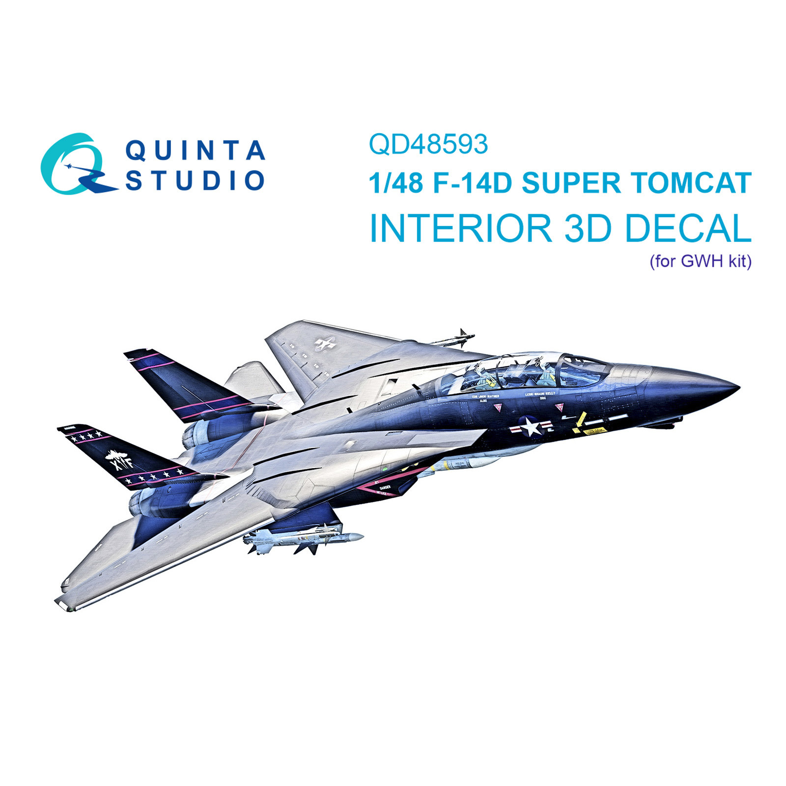 QD48593 Quinta Studio 1/48 3D Декаль интерьера кабины F-14D Super Tomcat (GWH)