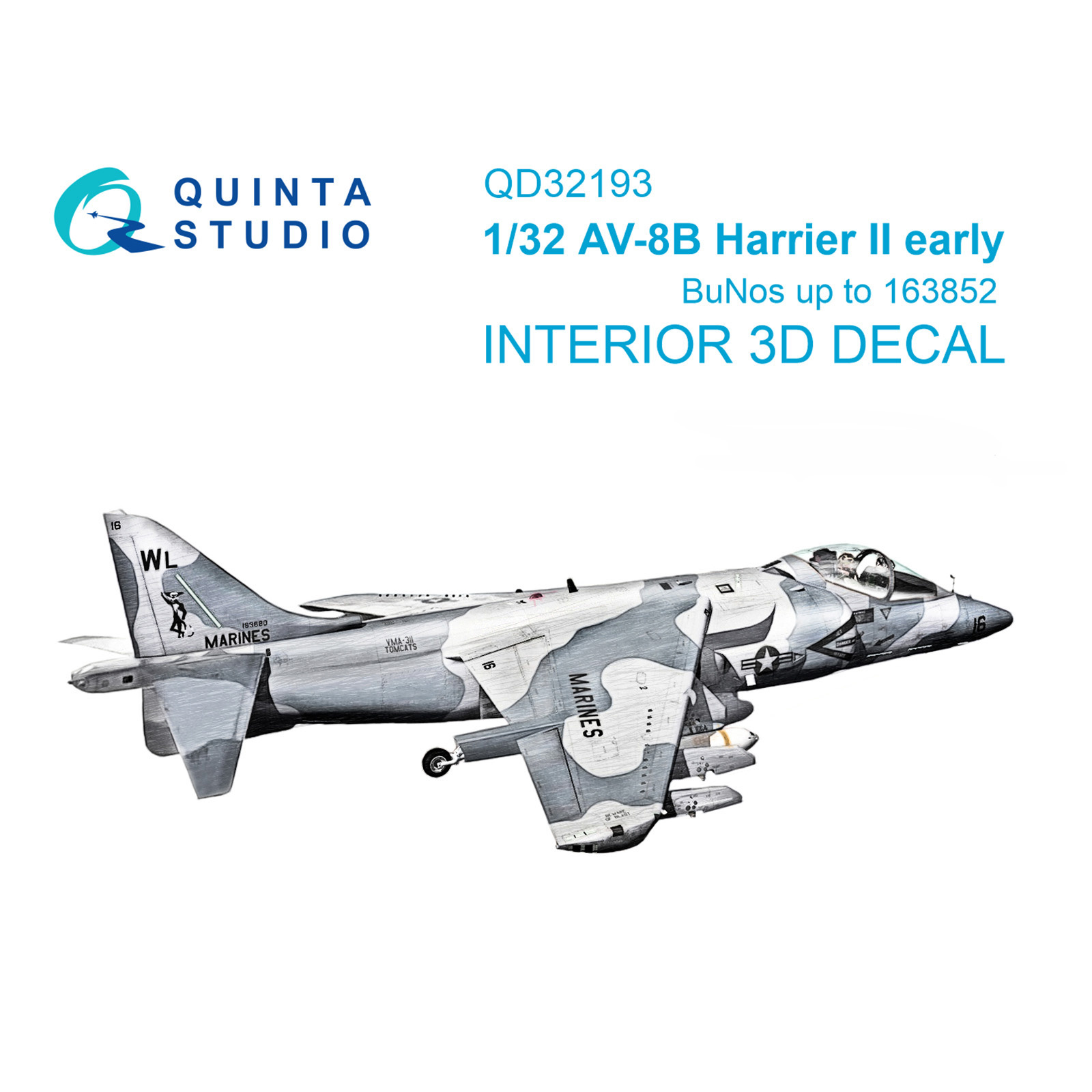 QD32193 Quinta Studio 1/32 3D Декаль интерьера кабины AV-8B Harrier II ранний (Т$ач)