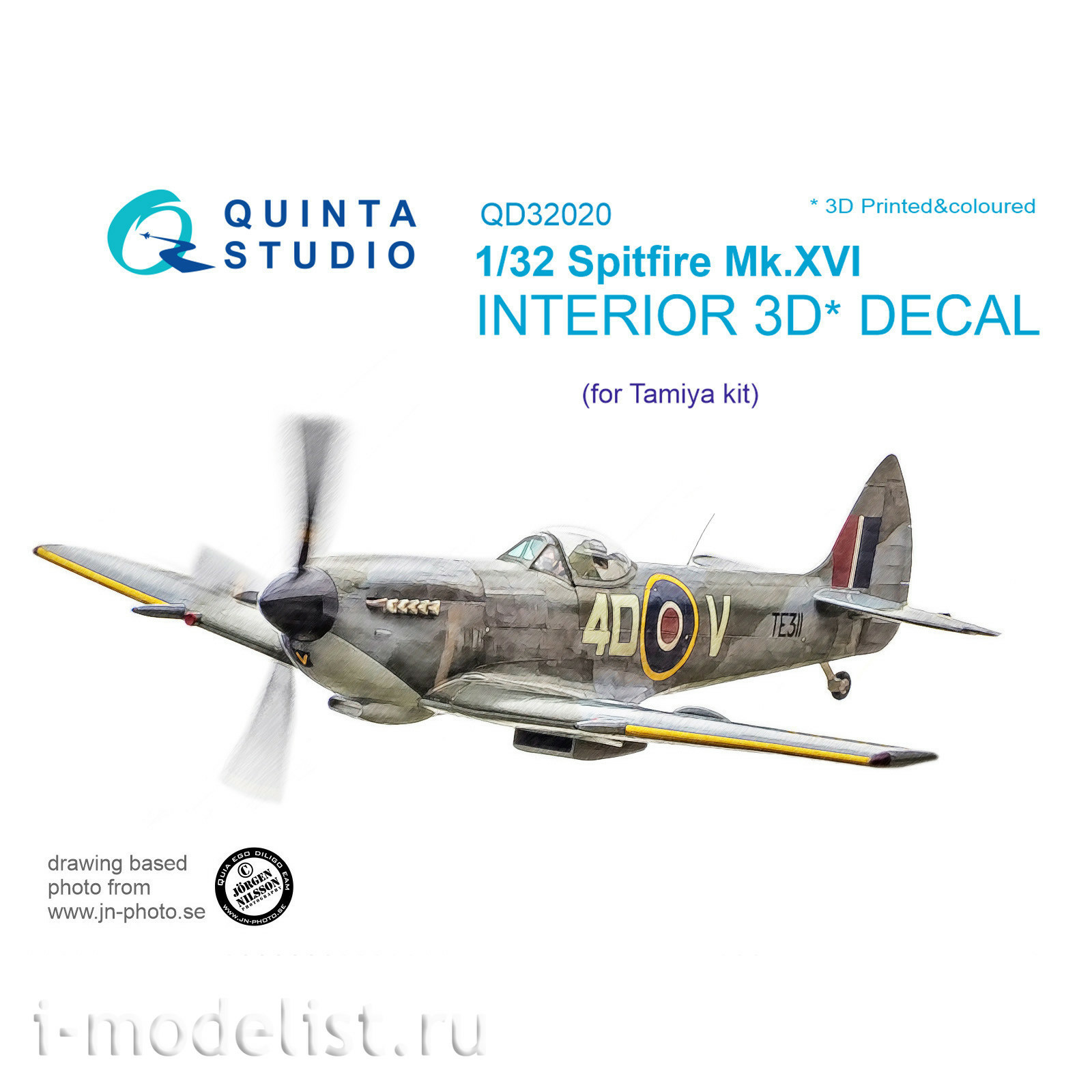 QD32020 Quinta Studio 1/32 3D Decal of the interior of the cabin of the Spitfire Mk.XVI (for the Tamiya model)