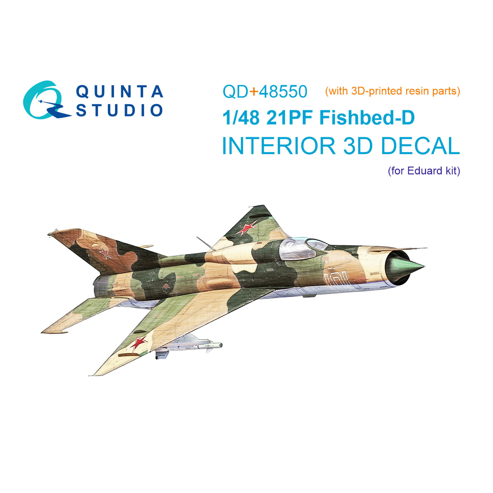 QD+48550 Quinta Studio 1/48 3D Декаль интерьера кабины MiGG-21ПФ (Eduard) (с 3D-печатными деталями)