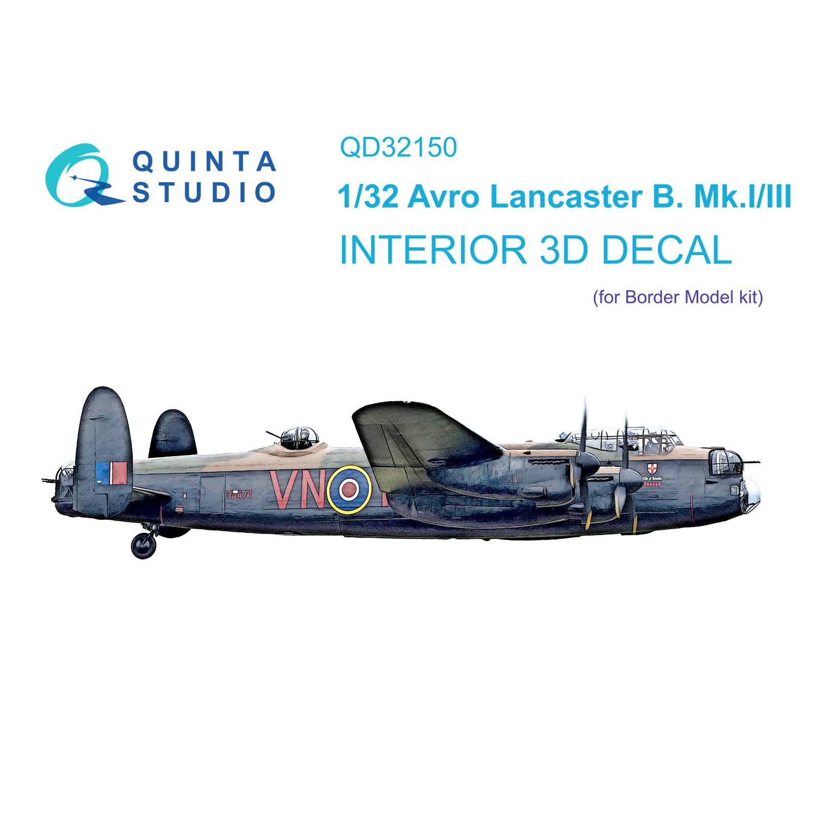 QD32150 Quinta Studio 1/32 3D Cabin Interior Decal Avro Lancaster B. Mk.I/III (Border Model)
