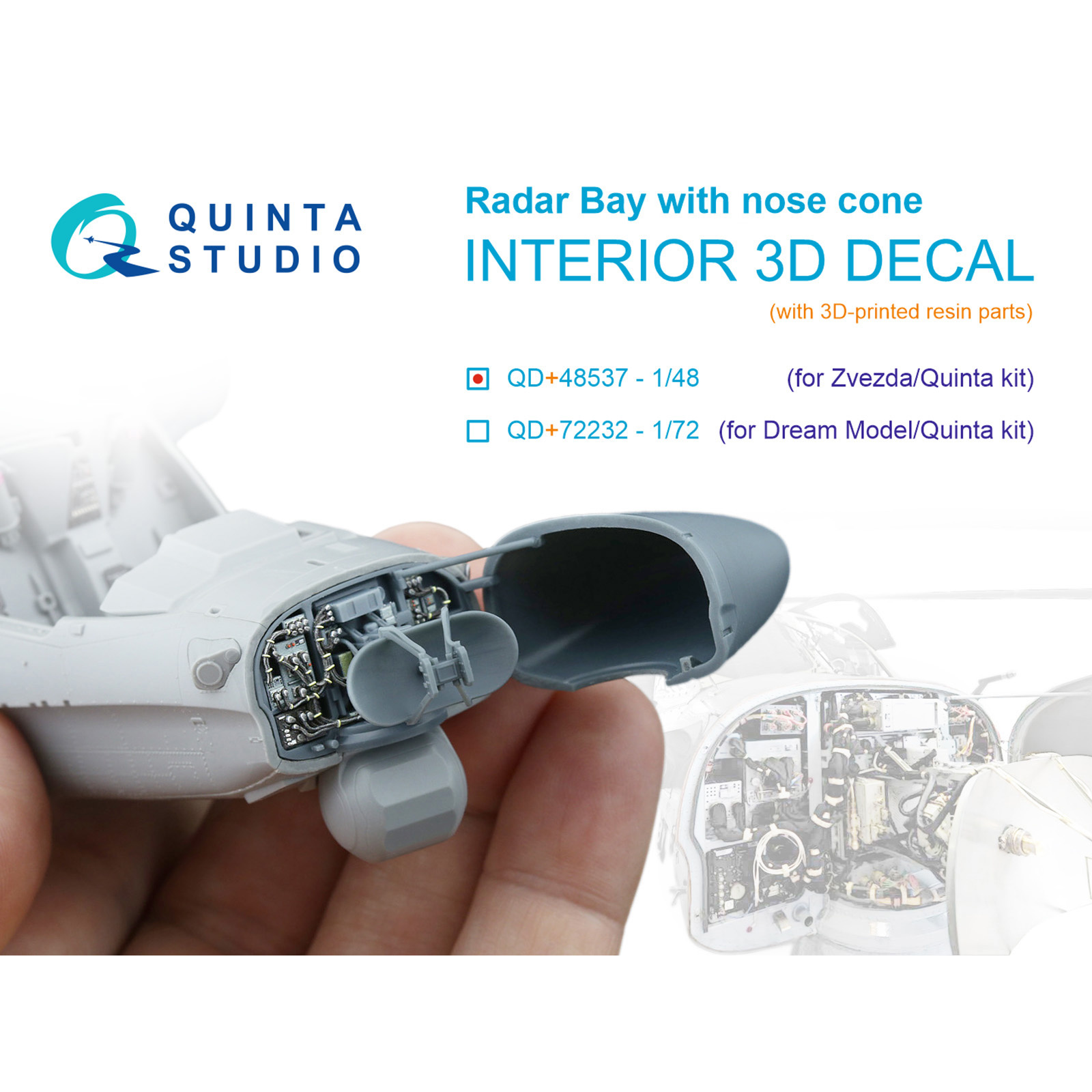 QD+48537 Quinta Studio 1/48 Радарный fromсек с носовым конусом для К@-52 (Zvezda/Quinta Models) (с 3D-печатными деталями)