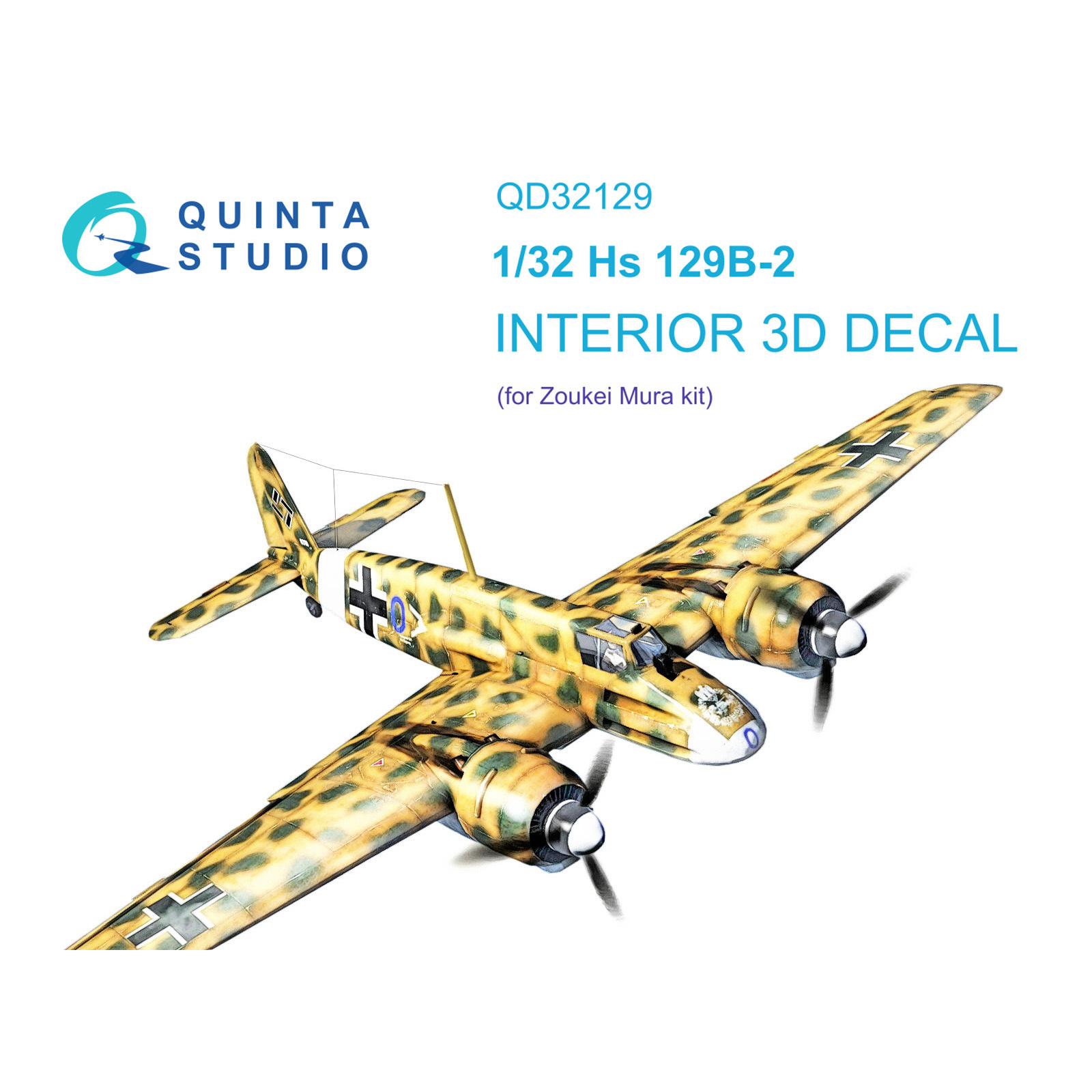 QD32129 Quinta Studio 1/32 3D Декаль интерьера кабины Hs 129B-2 (Zoukei-Mura)