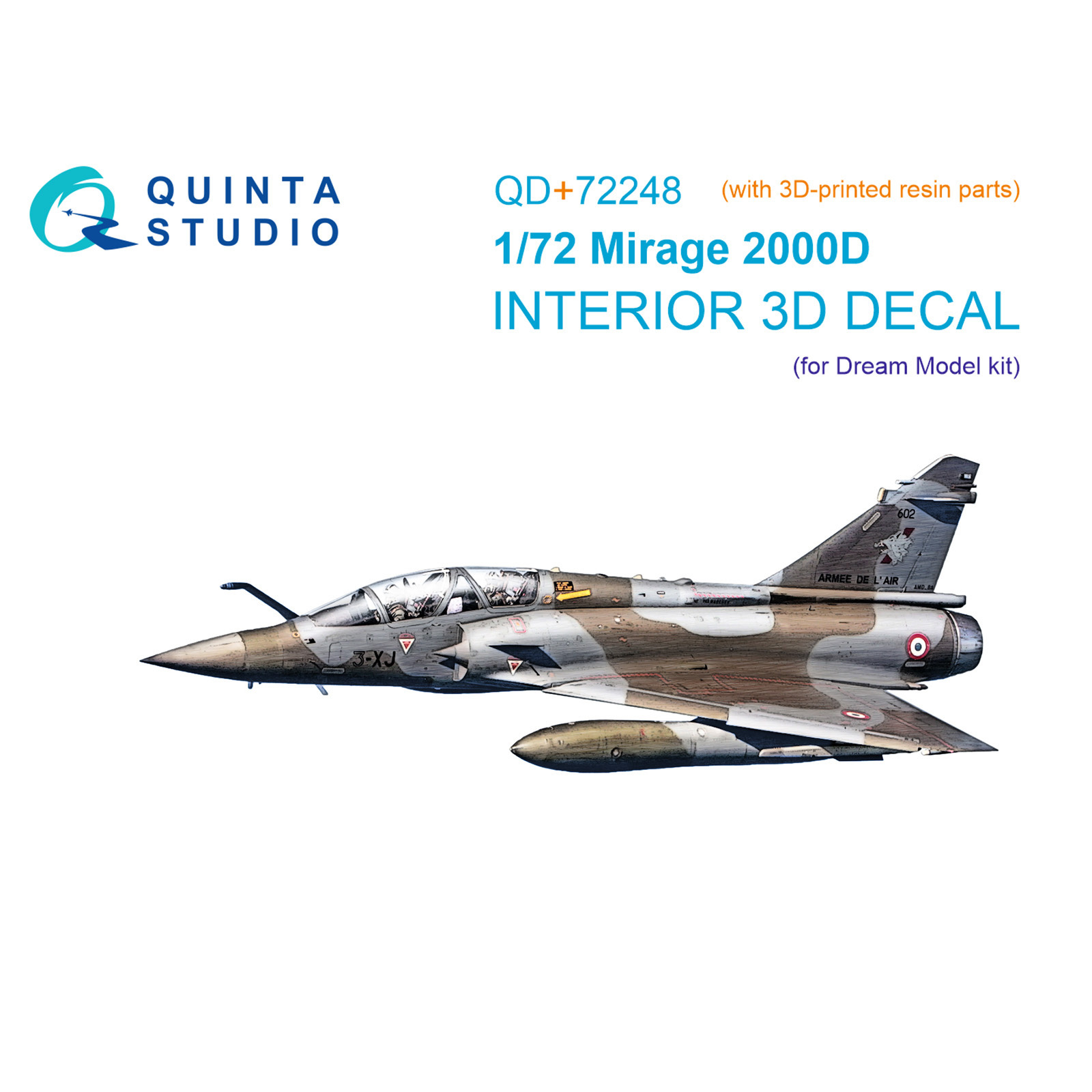 QD+72248 Quinta Studio 1/72 3D Декаль интерьера кабины Mirage 2000D (Dream Model) (с 3D-печатными деталями)