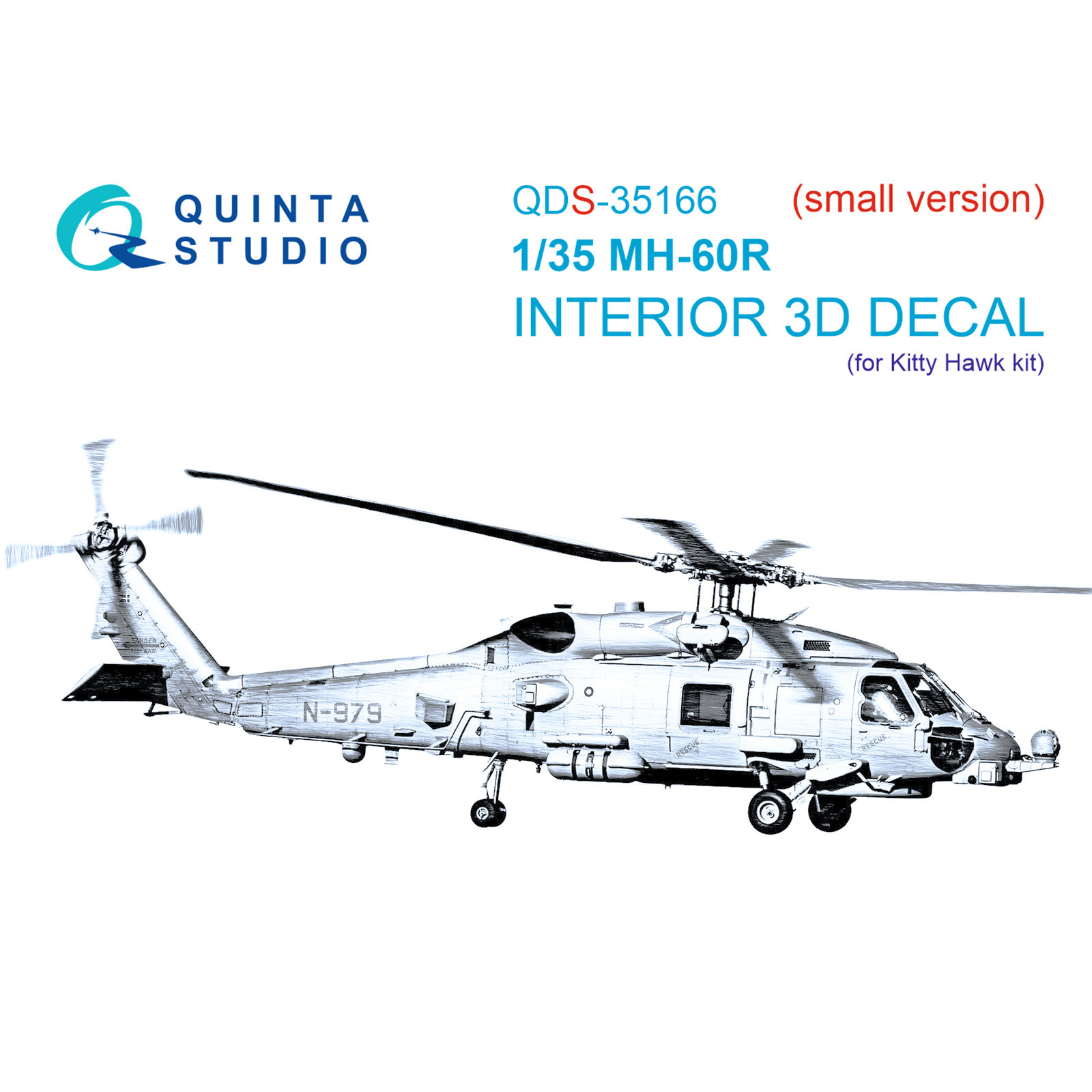 QDS-35166 Quinta Studio 1/35 3D Декаль интерьера кабины МН-60R Seahawk (Kitty Hawk) (малая версия)