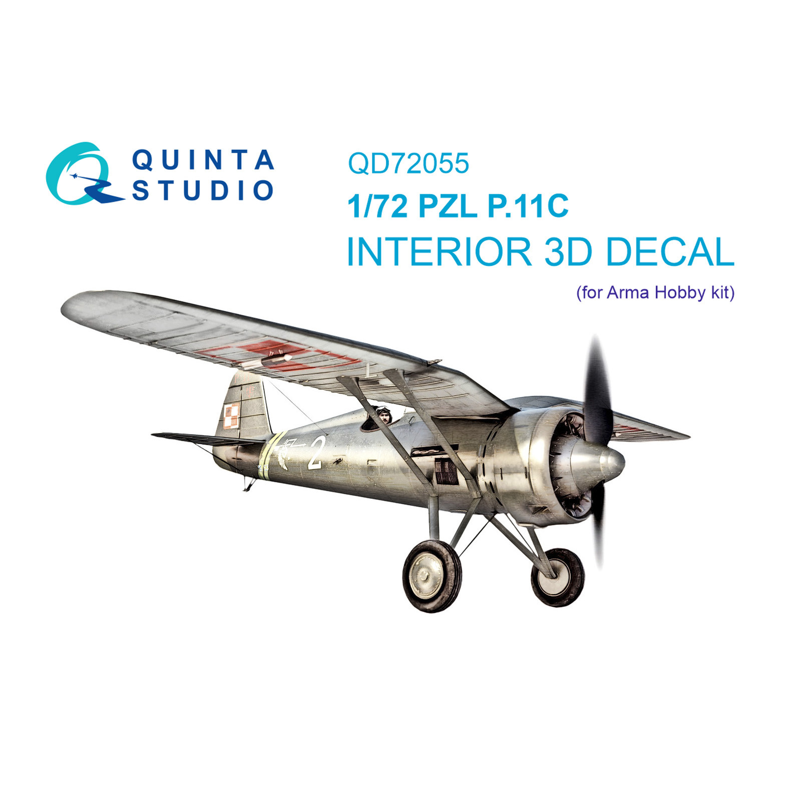 QD72055 Quinta Studio 1/72 3D Декаль интерьера кабины PZL P.11С (Arma Hobby)