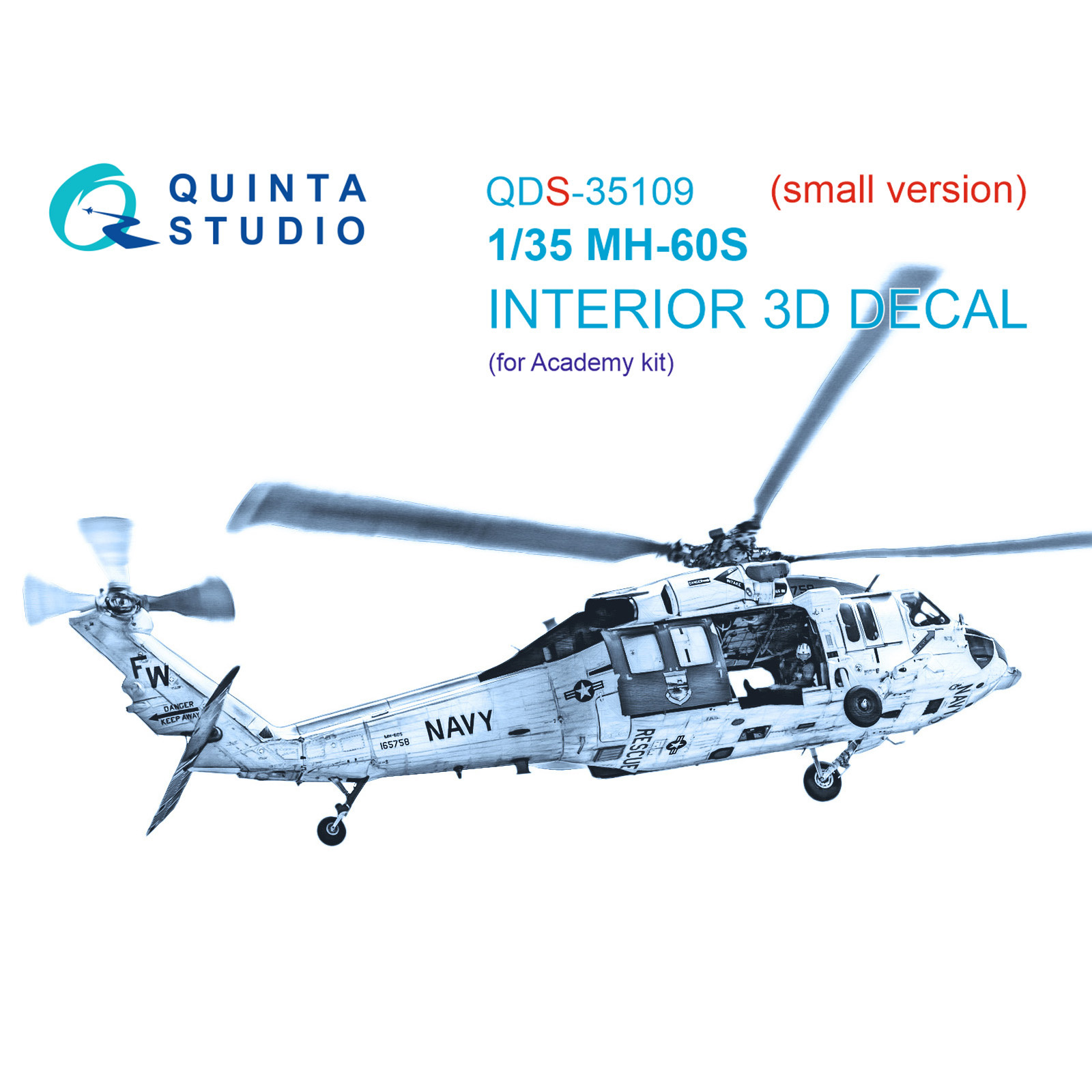 QDS-35109 Quinta Studio 1/35 3D Декаль интерьера кабины MH-60S (Academy) (Малая верcия)