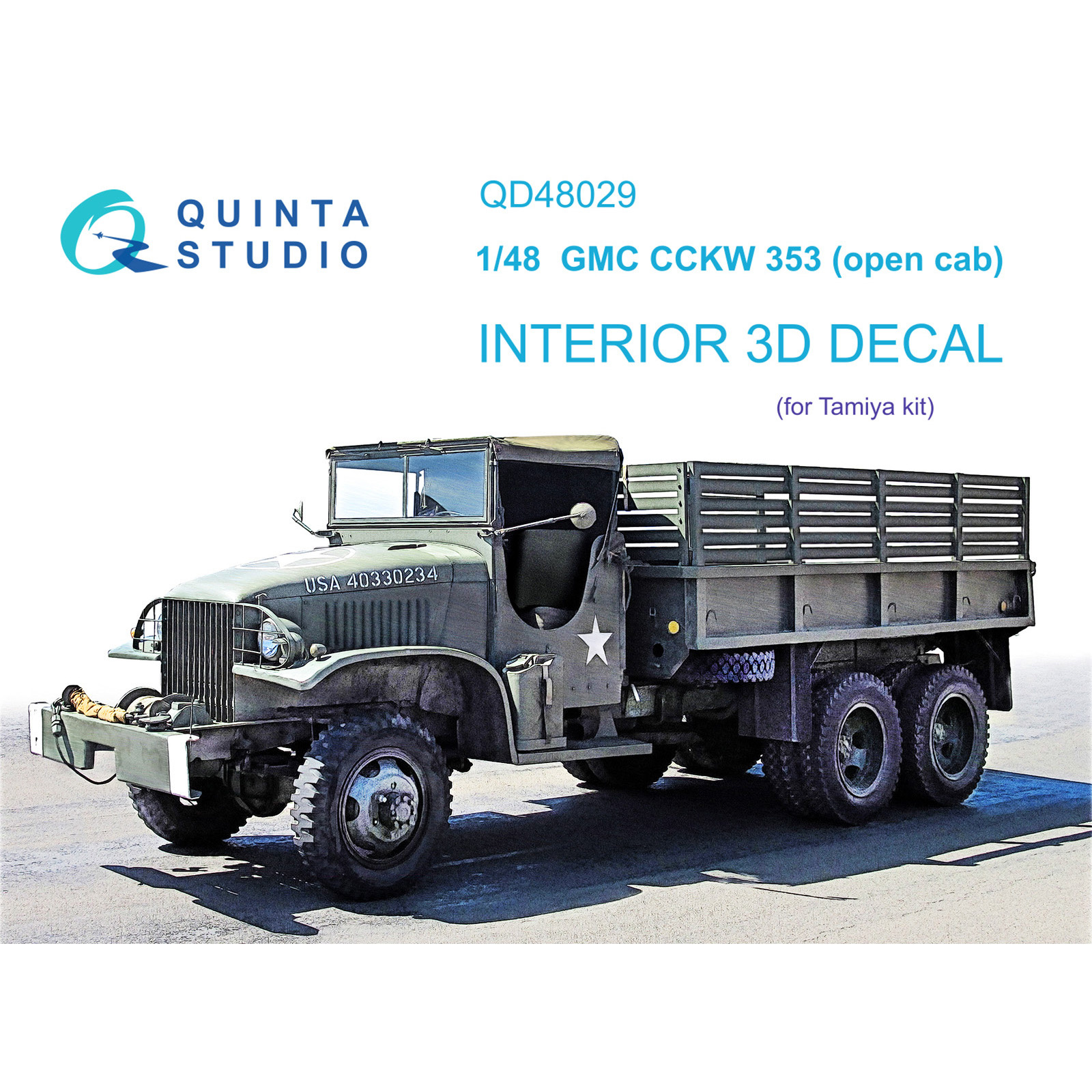QD48029 Quinta Studio 1/48 3D Interior Decal GMC CCKW 353 (open cab) (Tamiya)
