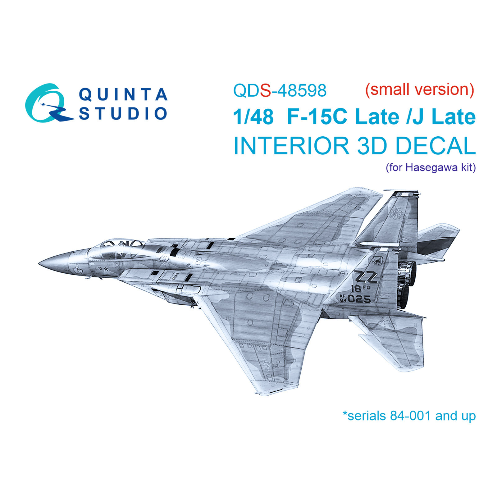 QDS-48598 Quinta Studio 1/48 3D Декаль интерьера кабины F-15C Late/F-15J Late (Hasegawa) (малая версия)