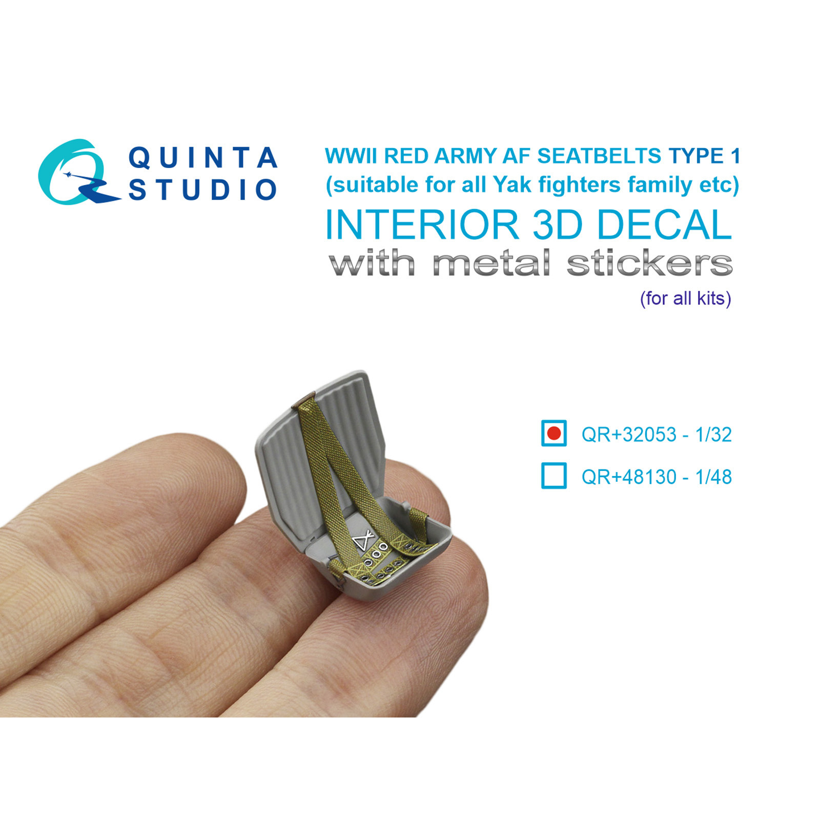 QR+32053 Quinta Studio 1/32 Комплект ремней для самолета ВВС РККА тип 1, ВОВ (с металлическими пряжками) (для allх моделей)