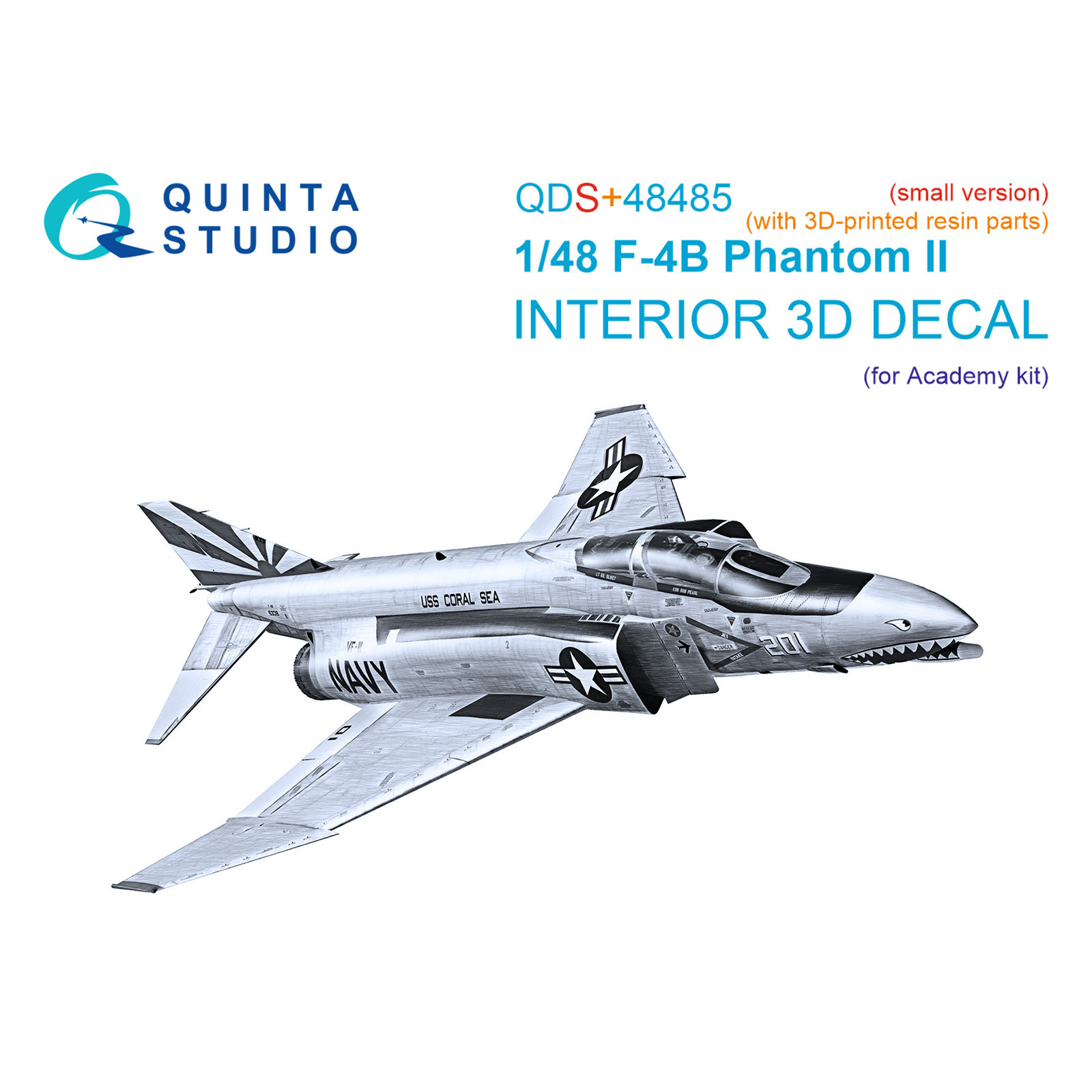 QDS+48485 Quinta Studio 1/48 3D Декаль интерьера для F-4B Phantom II (Academy) (малая версия) (с 3D-печатными деталями)