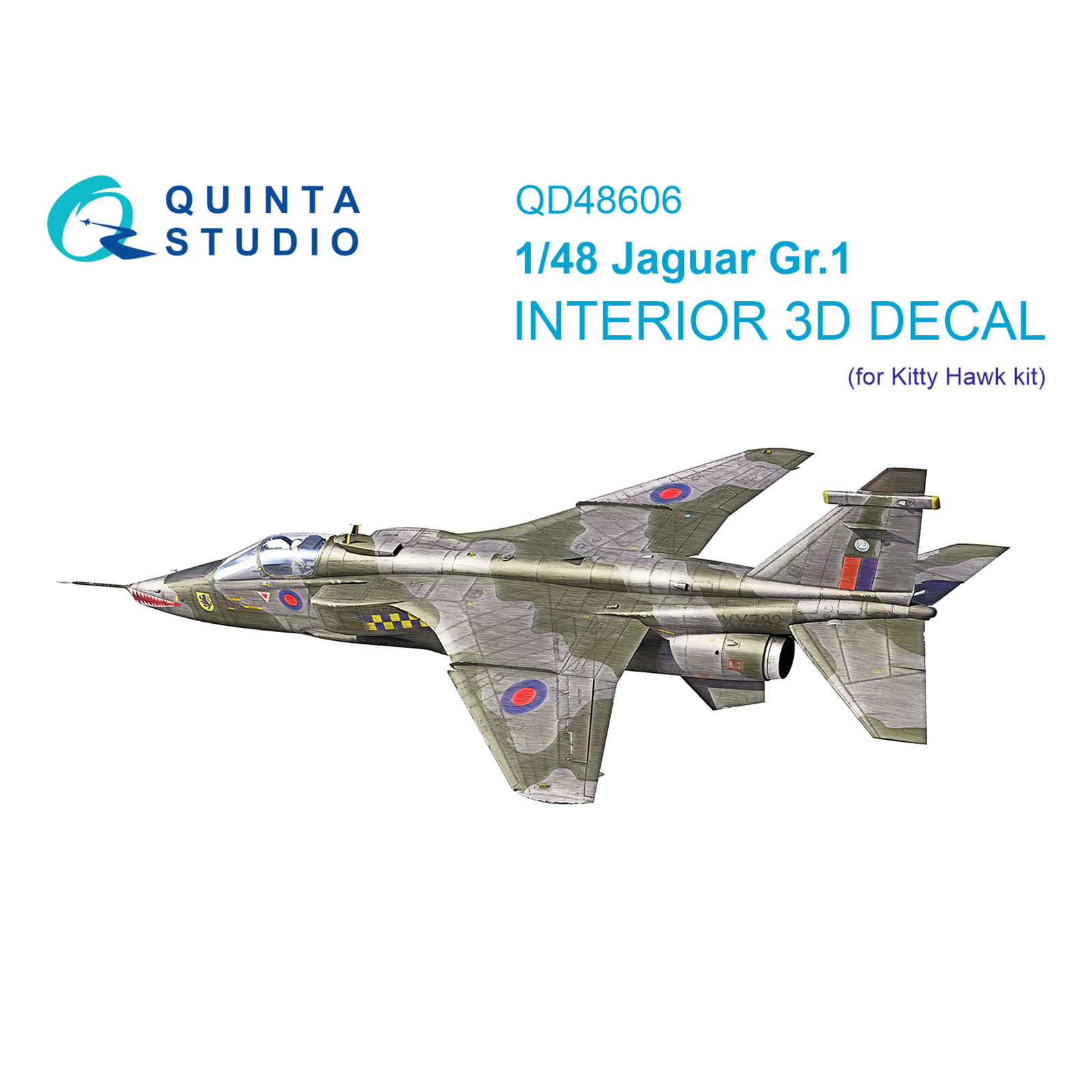 QD48606 Quinta Studio 1/48 3D Декаль интерьера кабины Jaguar Gr.1 (Kitty Hawk)