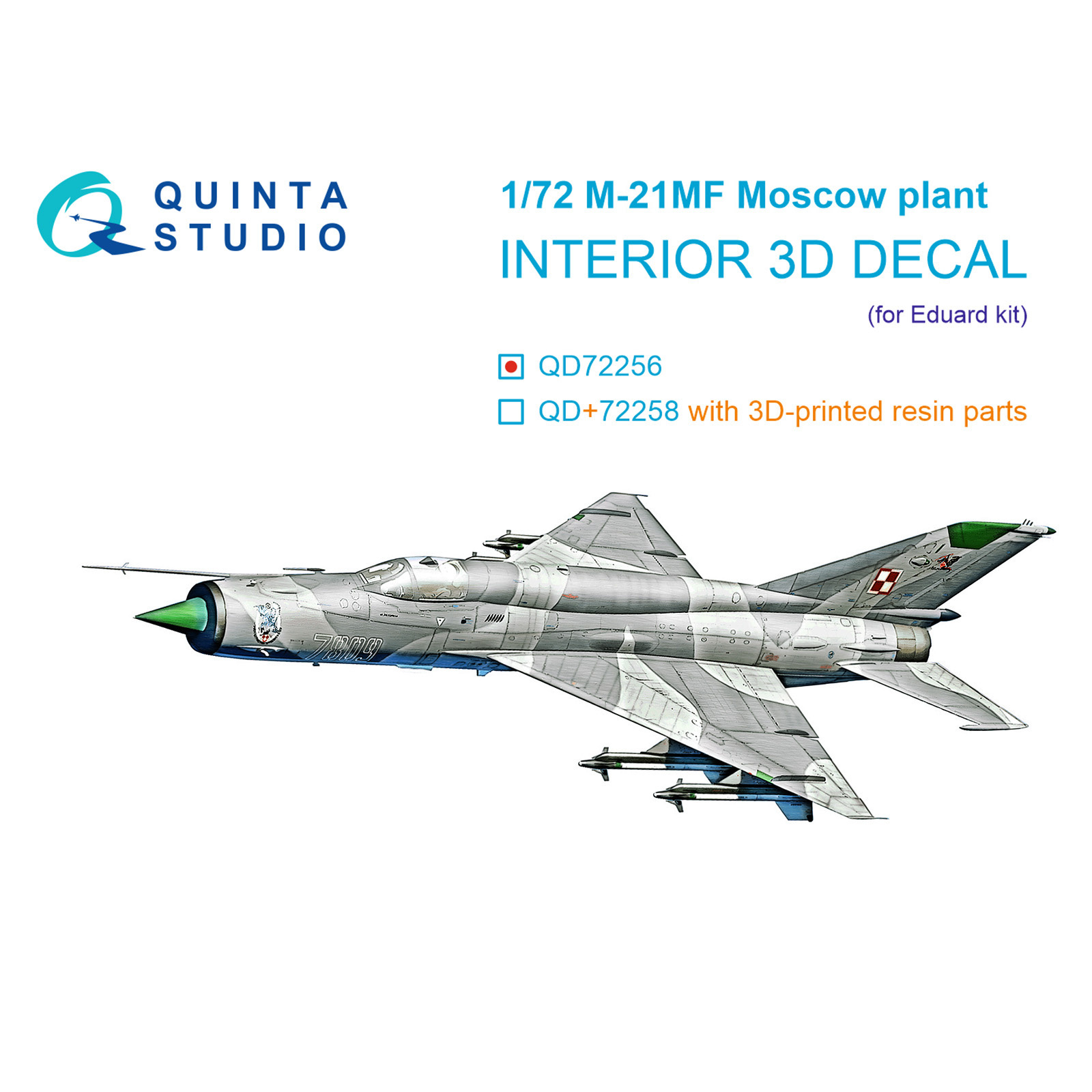 QD72256 Quinta Studio 1/72 3D Декаль интерьера кабины MiGG-21МФ (Московского завода) (Eduard)