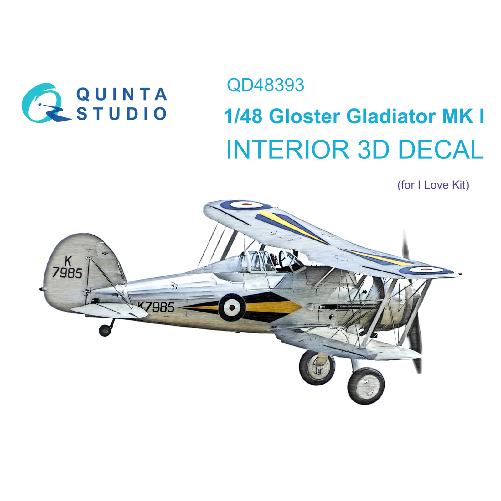 QD48393 Quinta Studio 1/48 3D Декаль интерьера кабины Gloster Gladiator MKI (I Love Kit)